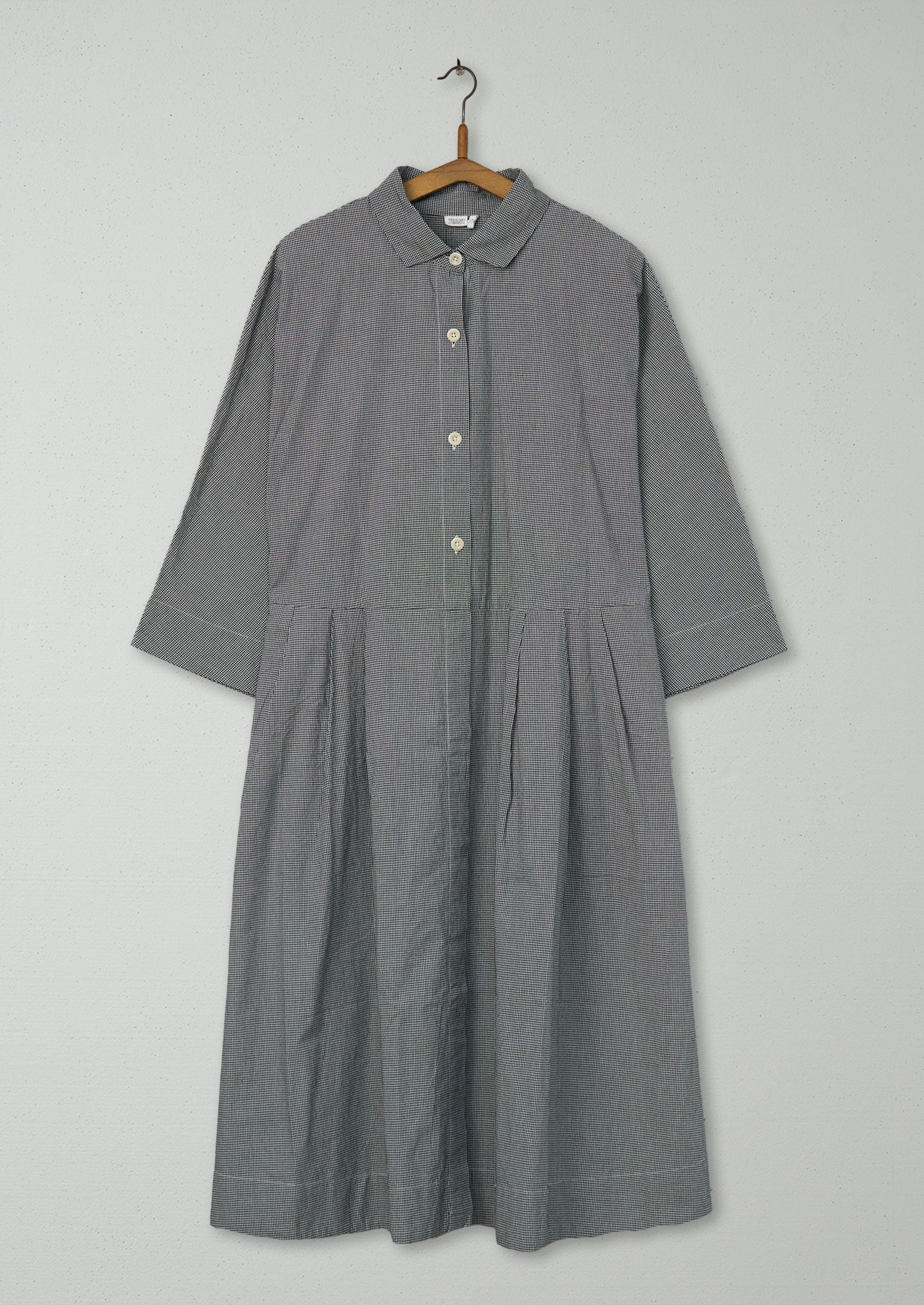 Reworn Micro Gingham Dress Size M (1668) | Slate/Ecru