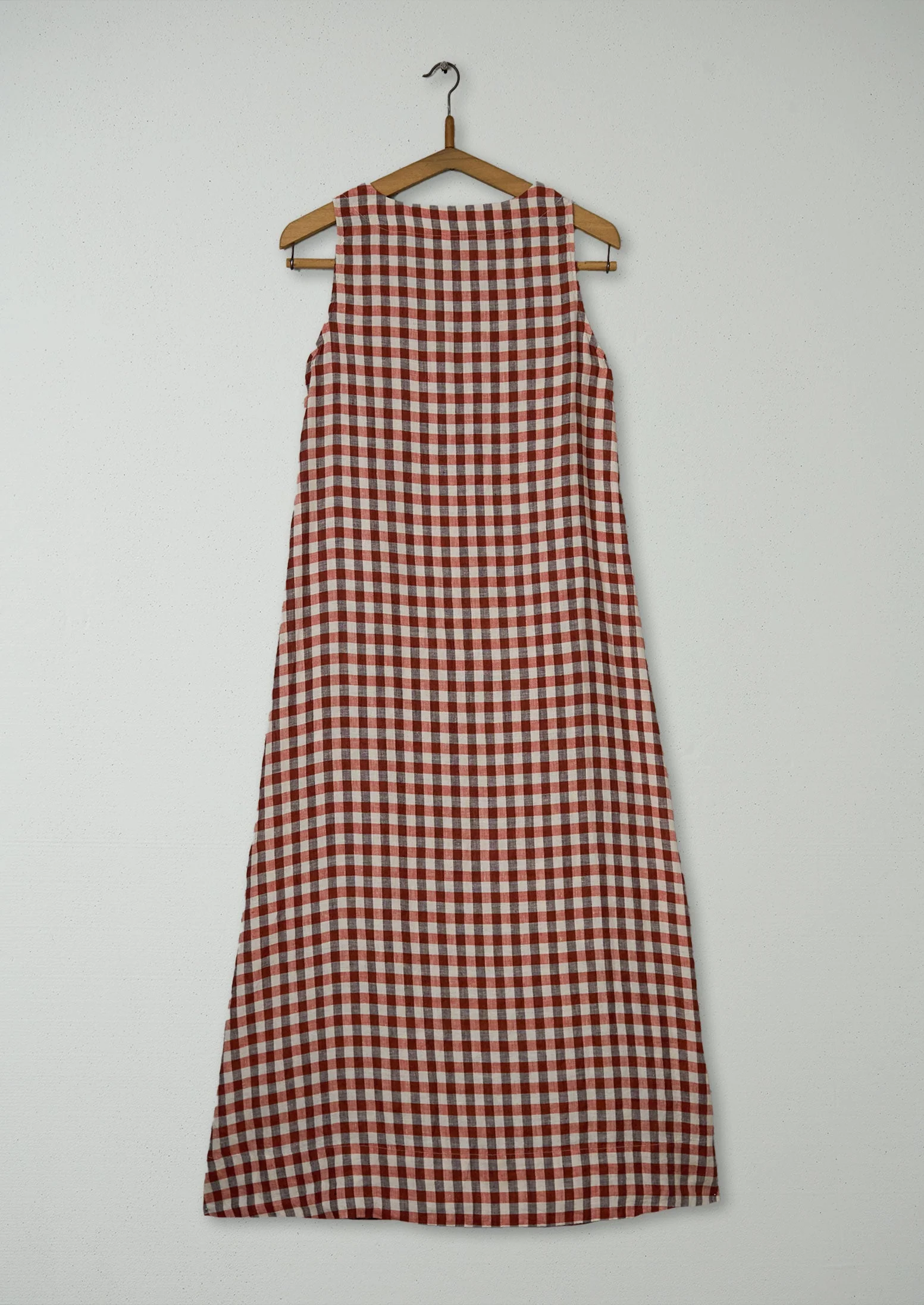 Reworn Panelled Gingham Sleeveless Dress Size XS (1712) | Blush - Image 2