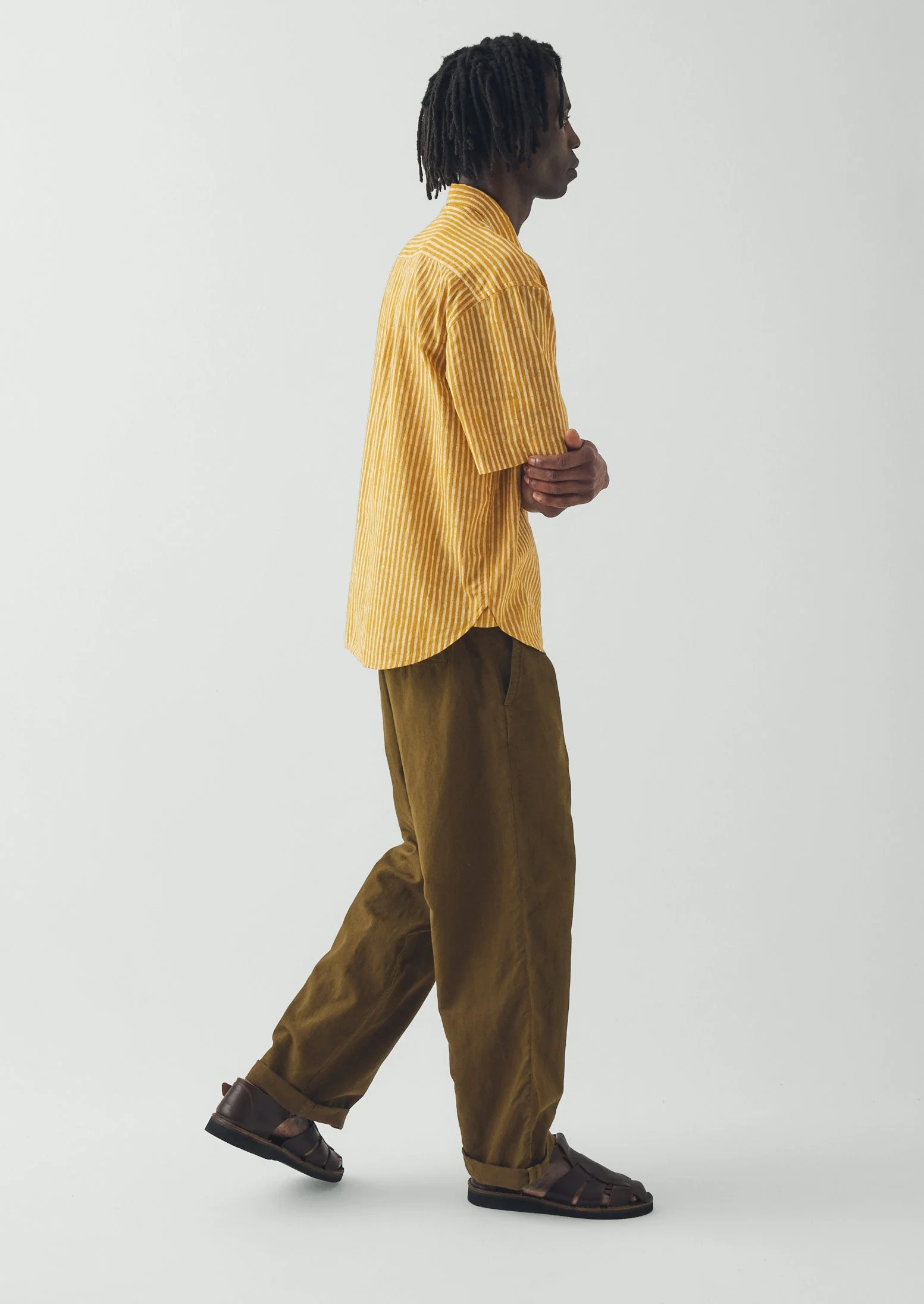 Rory Elasticated Cotton Linen Pants | Bronze Green - Image 3