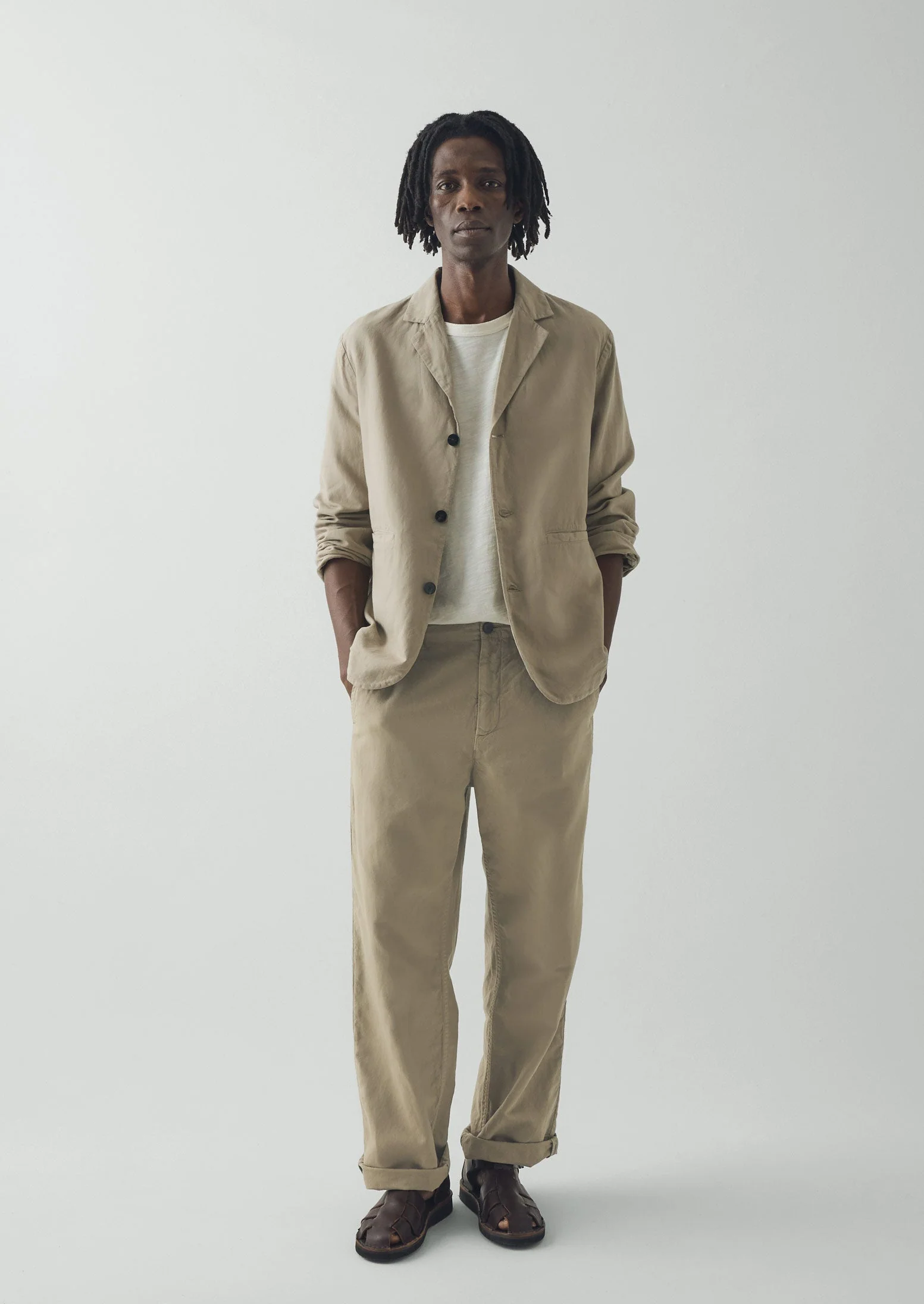 Rory Elasticated Cotton Linen Pants | Salt - Image 2