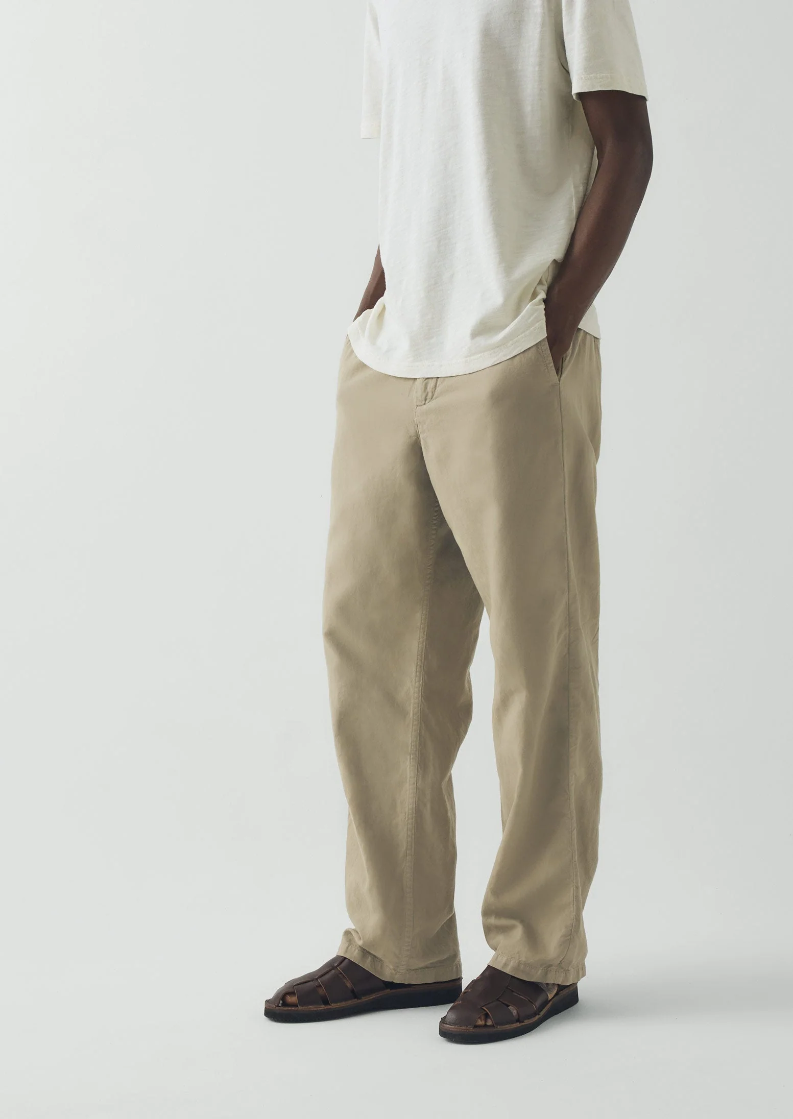 Rory Elasticated Cotton Linen Pants | Salt - Image 3