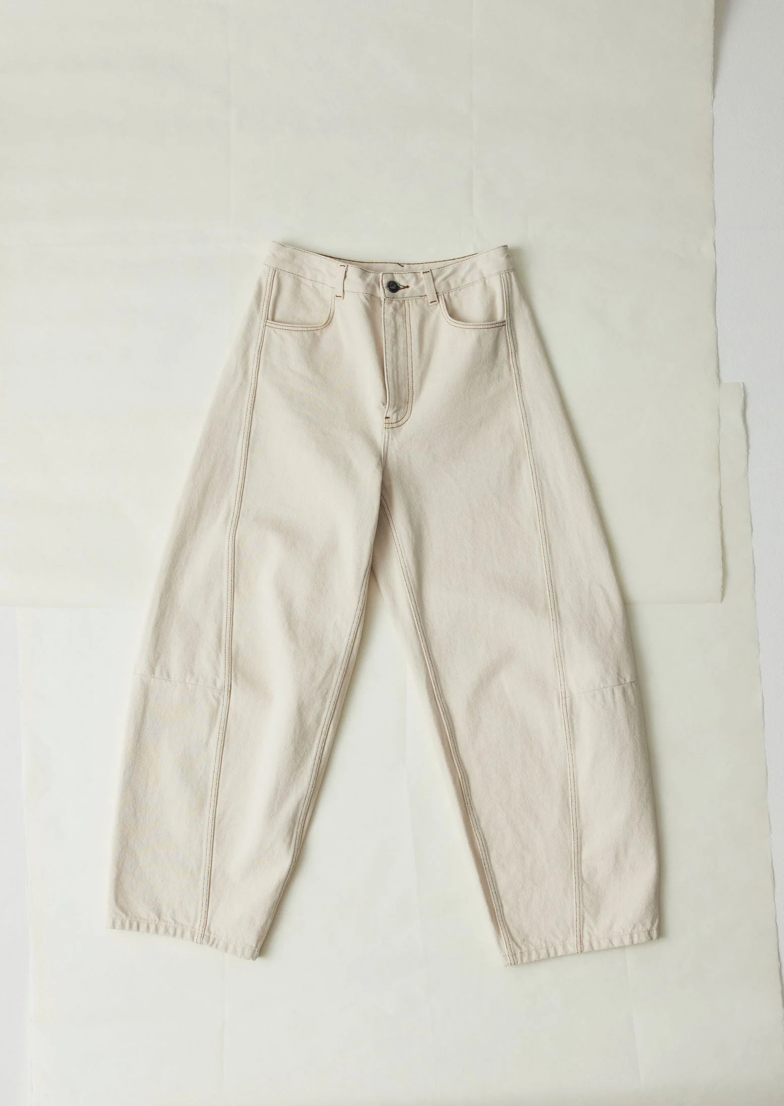 Sculptural Seamed Denim Pants | Ecru