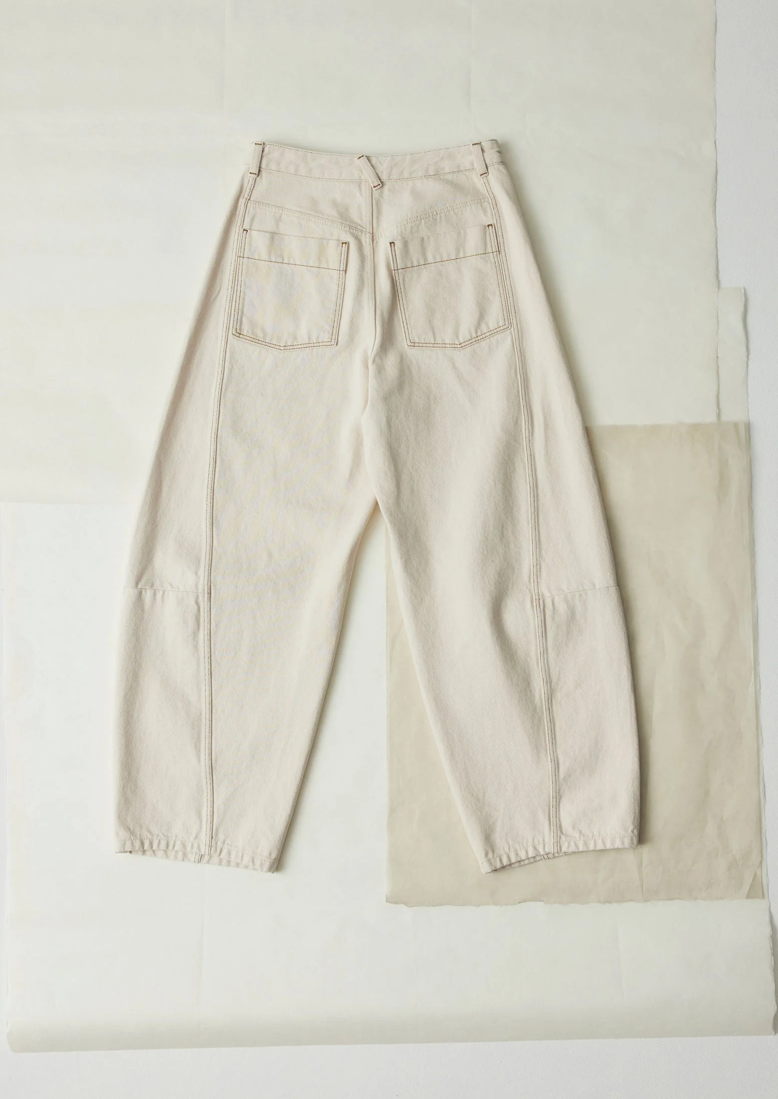 Sculptural Seamed Denim Pants | Ecru - Image 5
