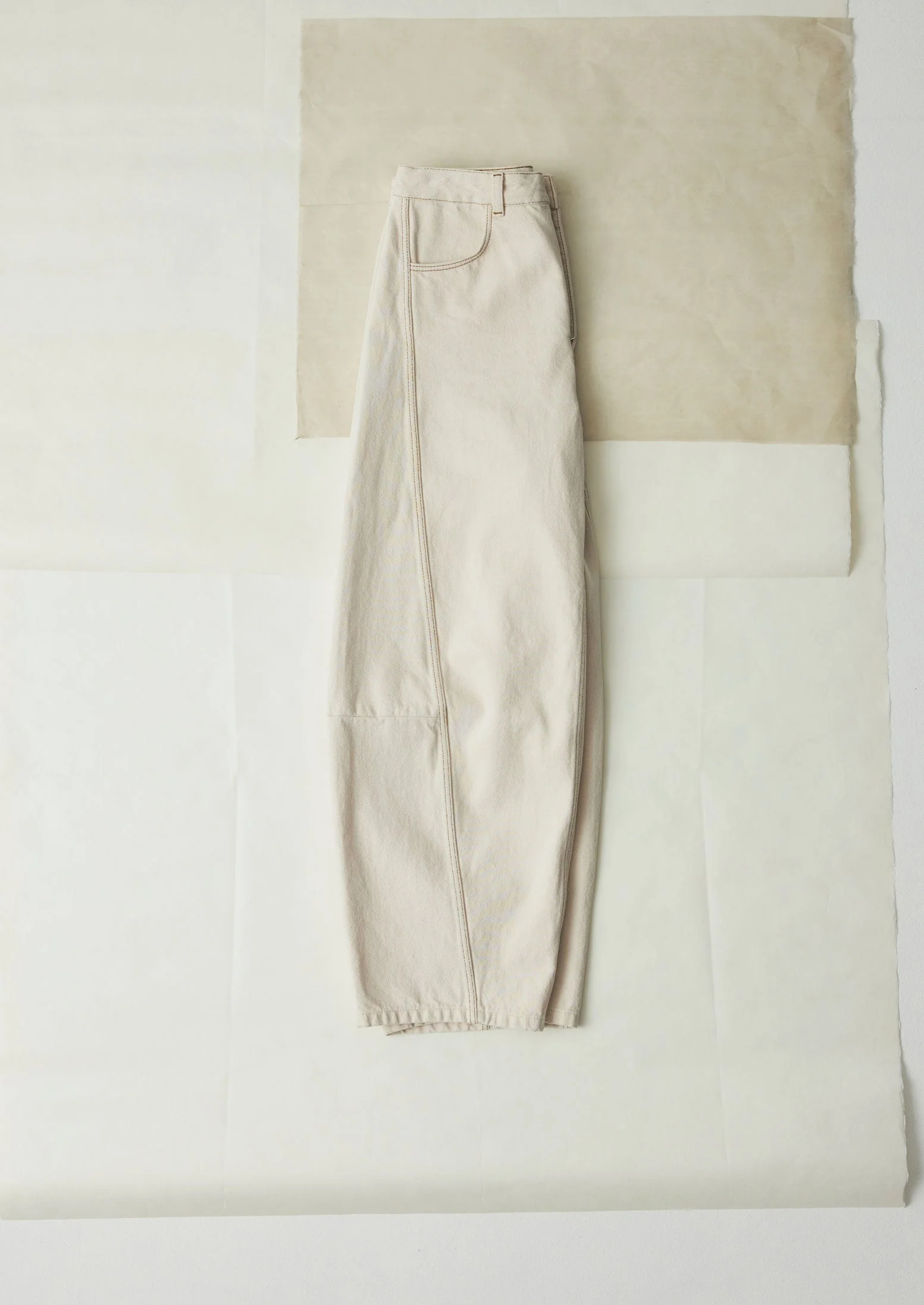 Sculptural Seamed Denim Pants | Ecru - Image 6