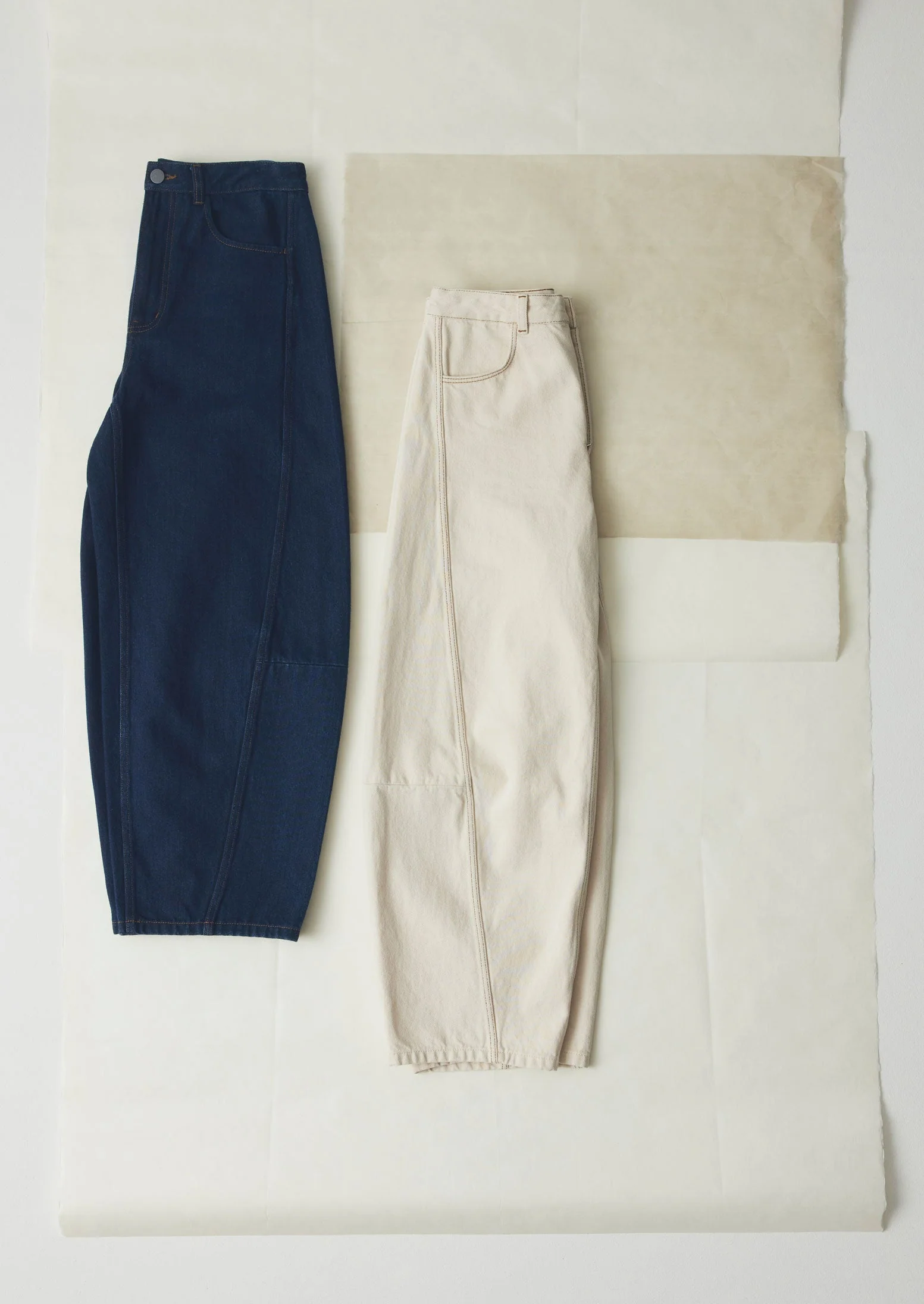 Sculptural Seamed Denim Pants | Ecru - Image 7