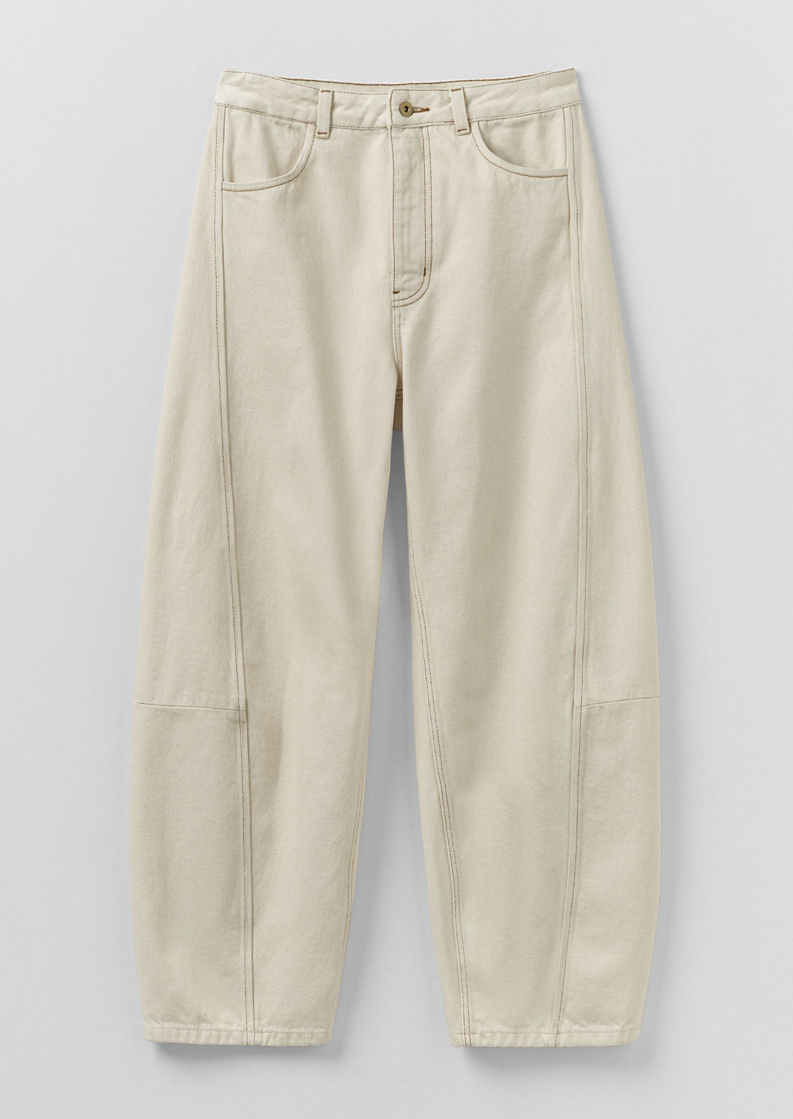 Sculptural Seamed Denim Pants | Ecru - Image 8