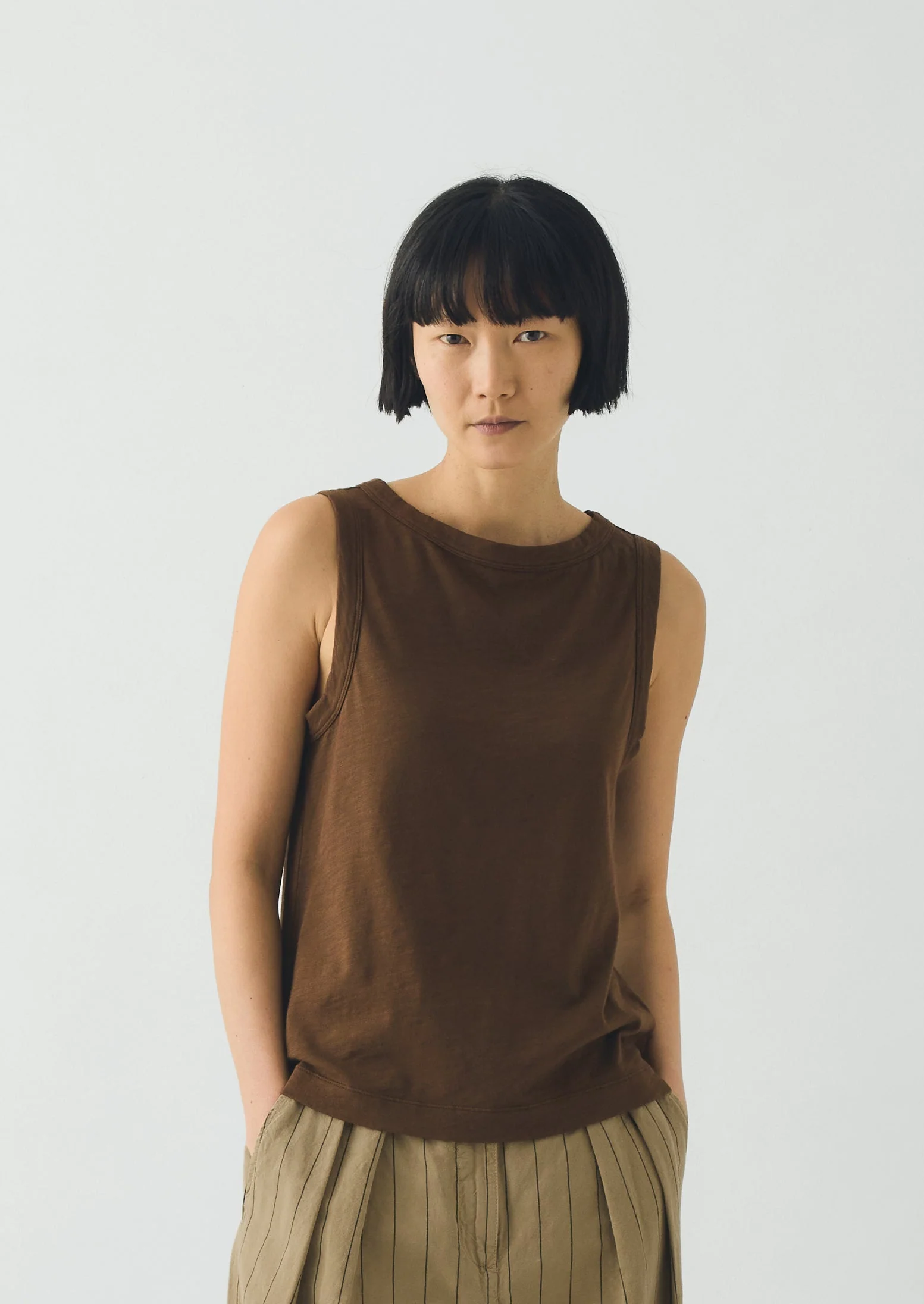 Sian Garment Dyed Organic Cotton Tank Top | Bronze Green - Image 3