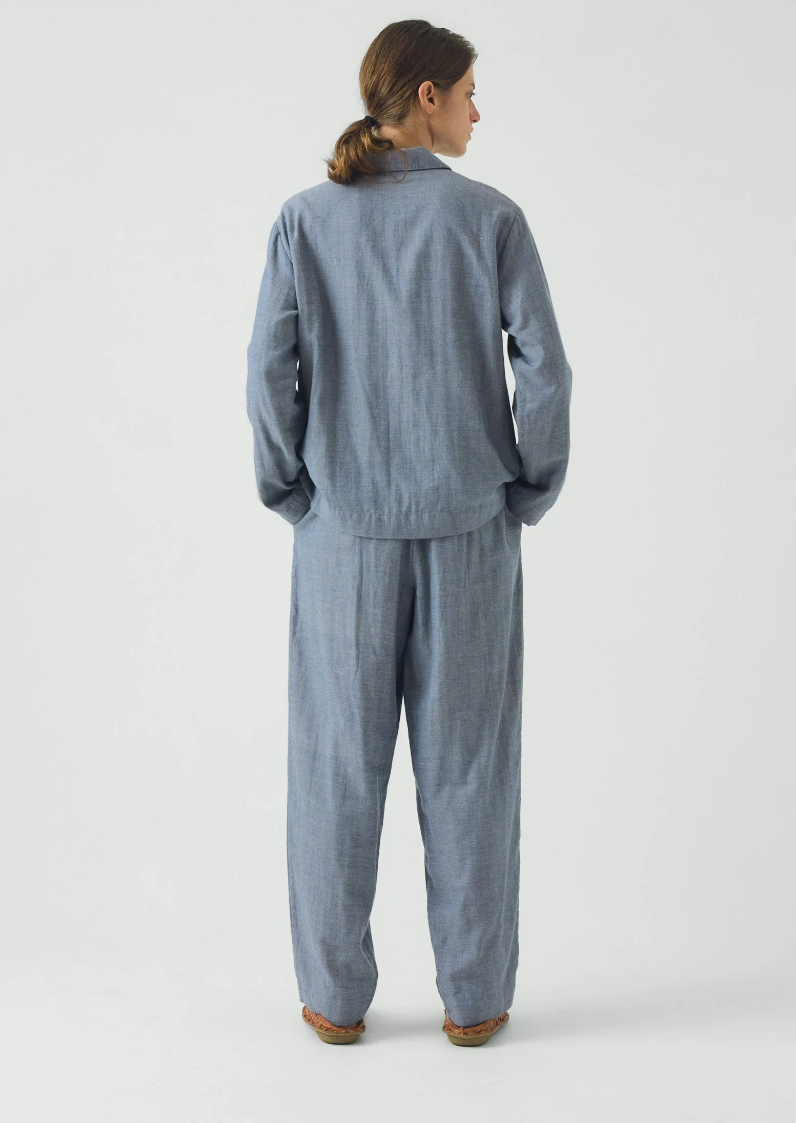 Soft Double Faced Cotton Pajamas | Blue Chambray - Image 3