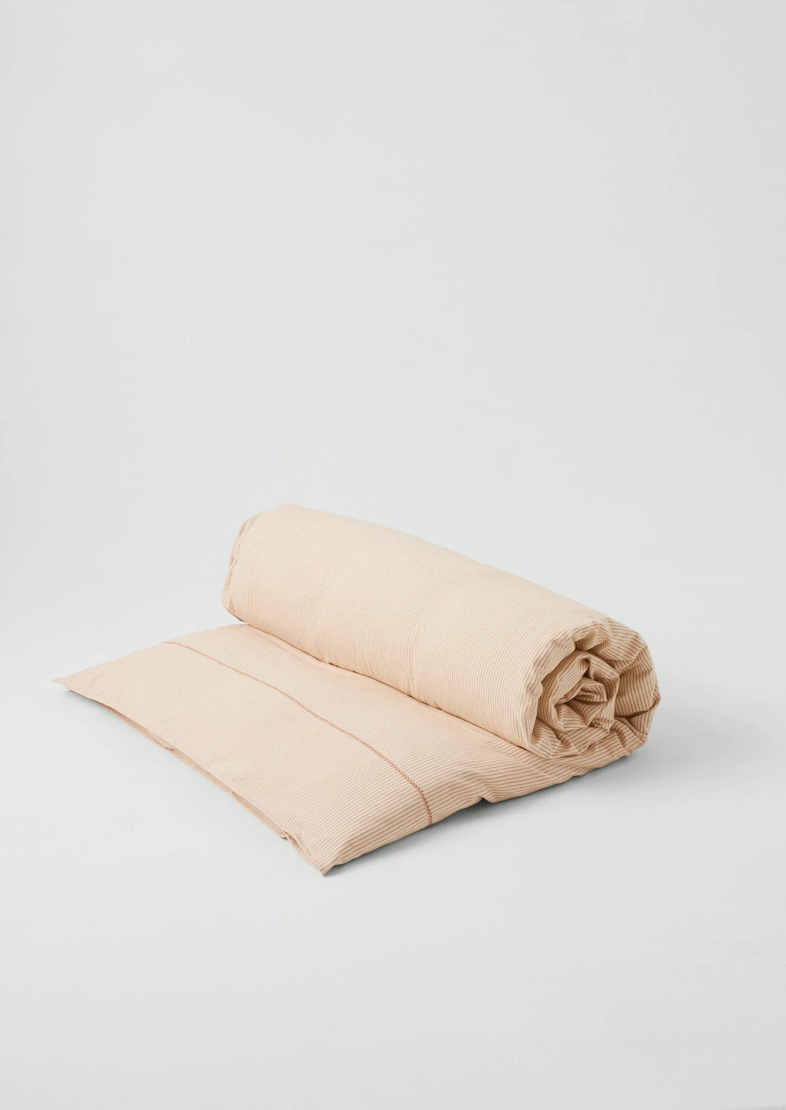 Soft Stripe Cotton Embroidered Duvet Cover | Clay/Ecru