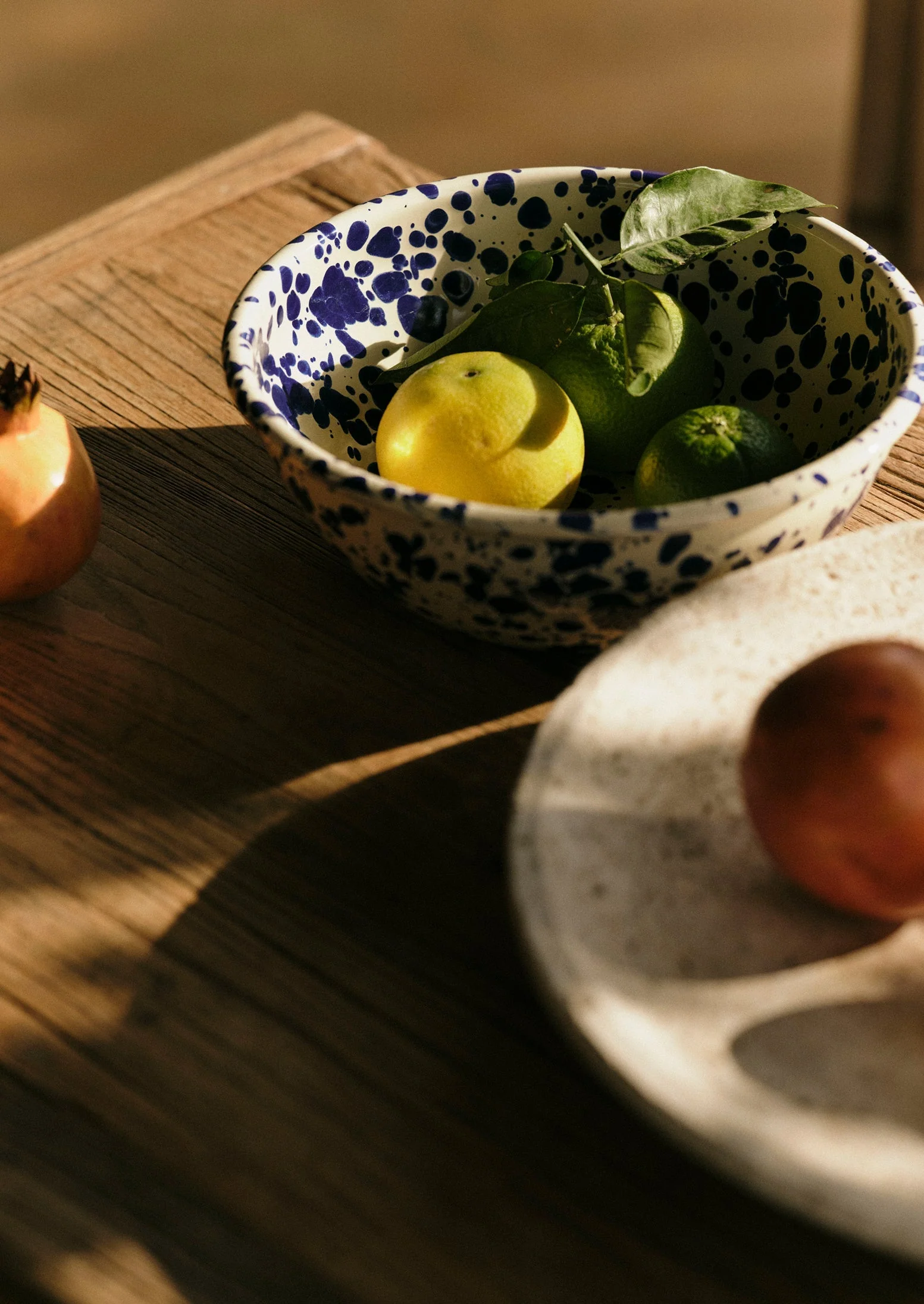 Splatter Enamel Salad Bowl | Cream/Blue - Image 2