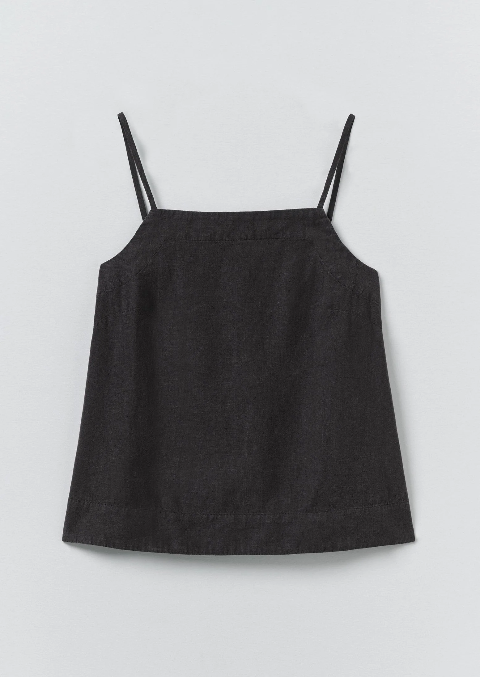 Square Neck Garment Dyed Linen Tank | Black Pepper