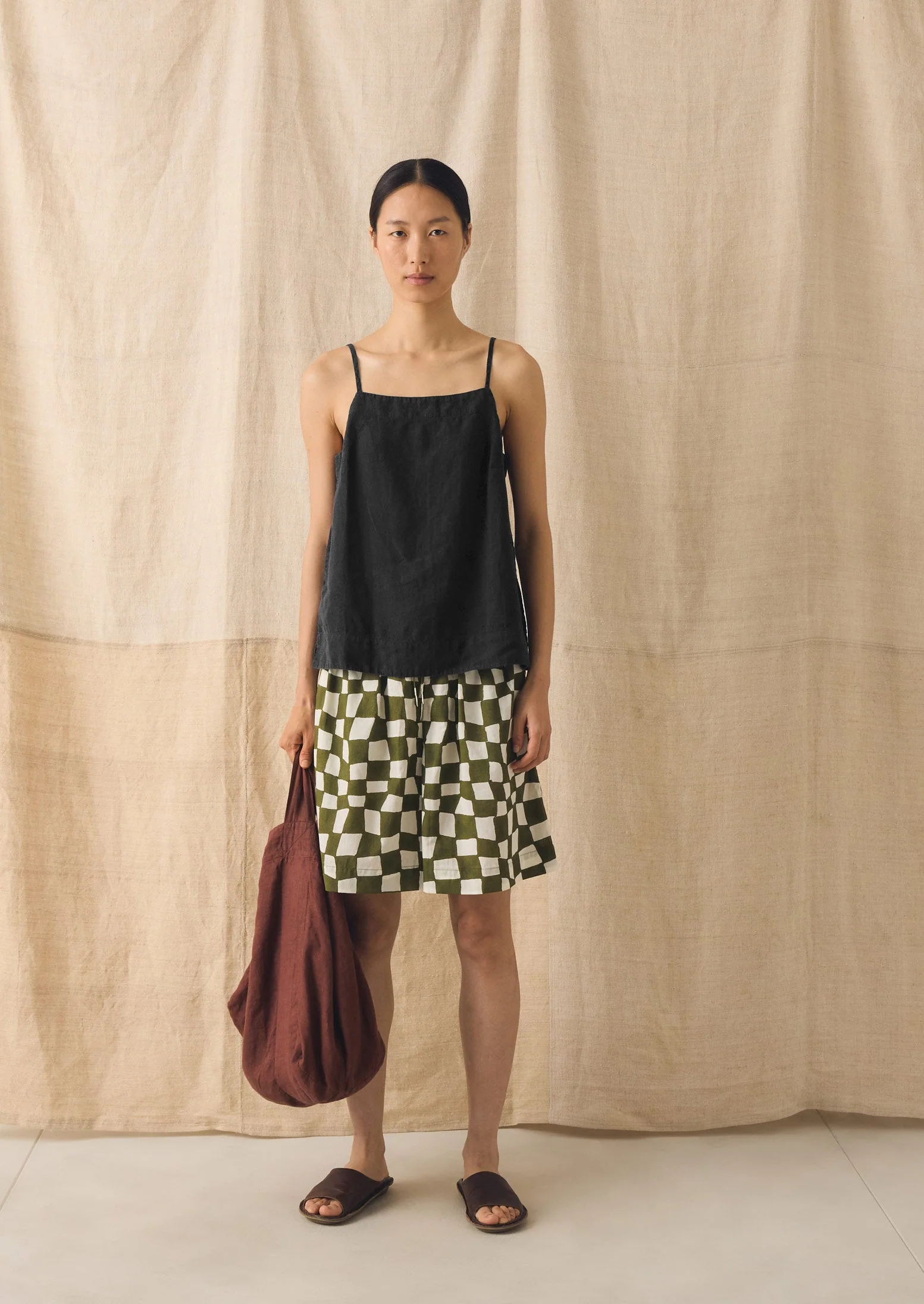 Square Neck Garment Dyed Linen Tank | Black Pepper - Image 4