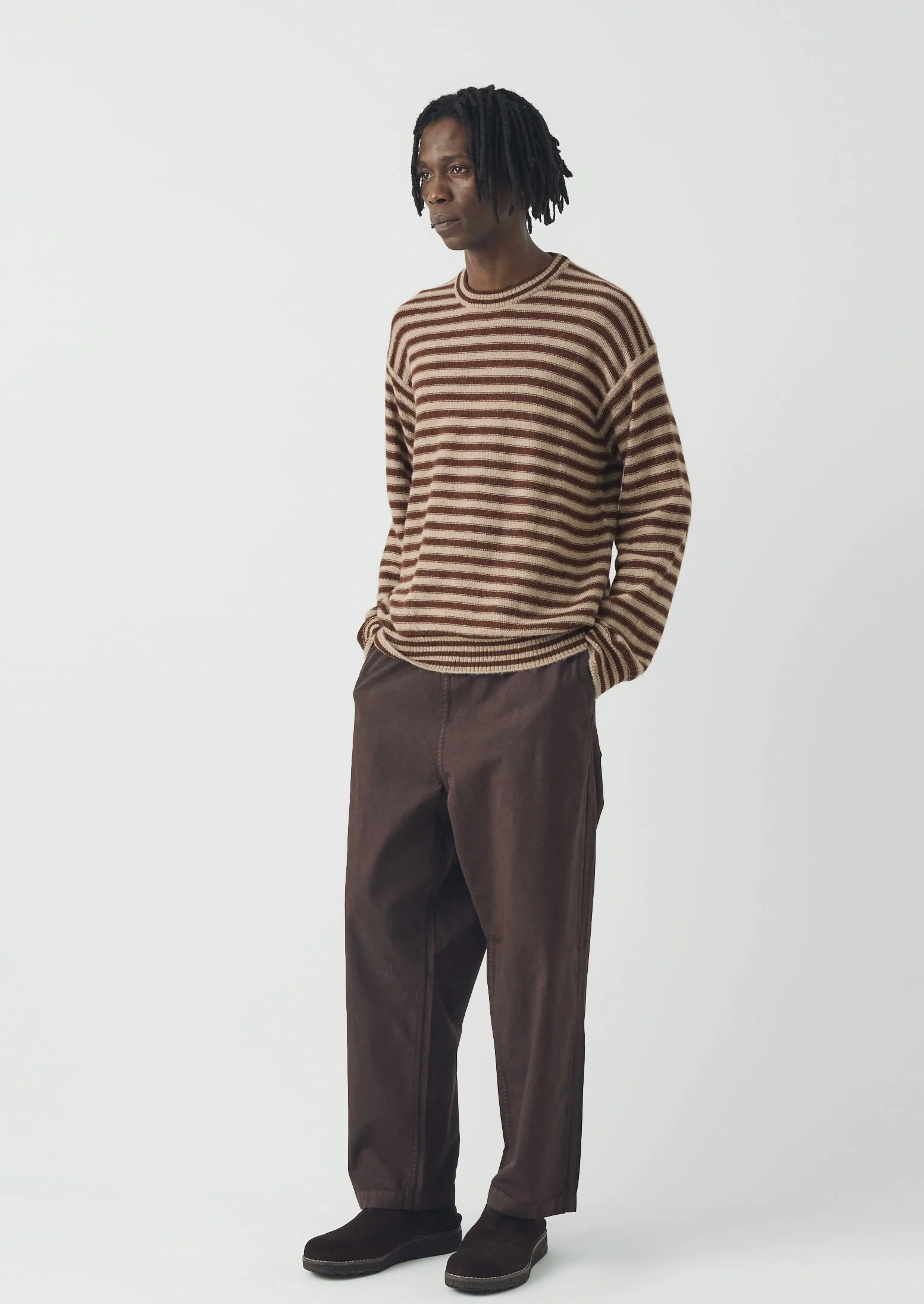 Stripe Alpaca Wool Sweater | Dark Terracotta/Oatmeal - Image 4