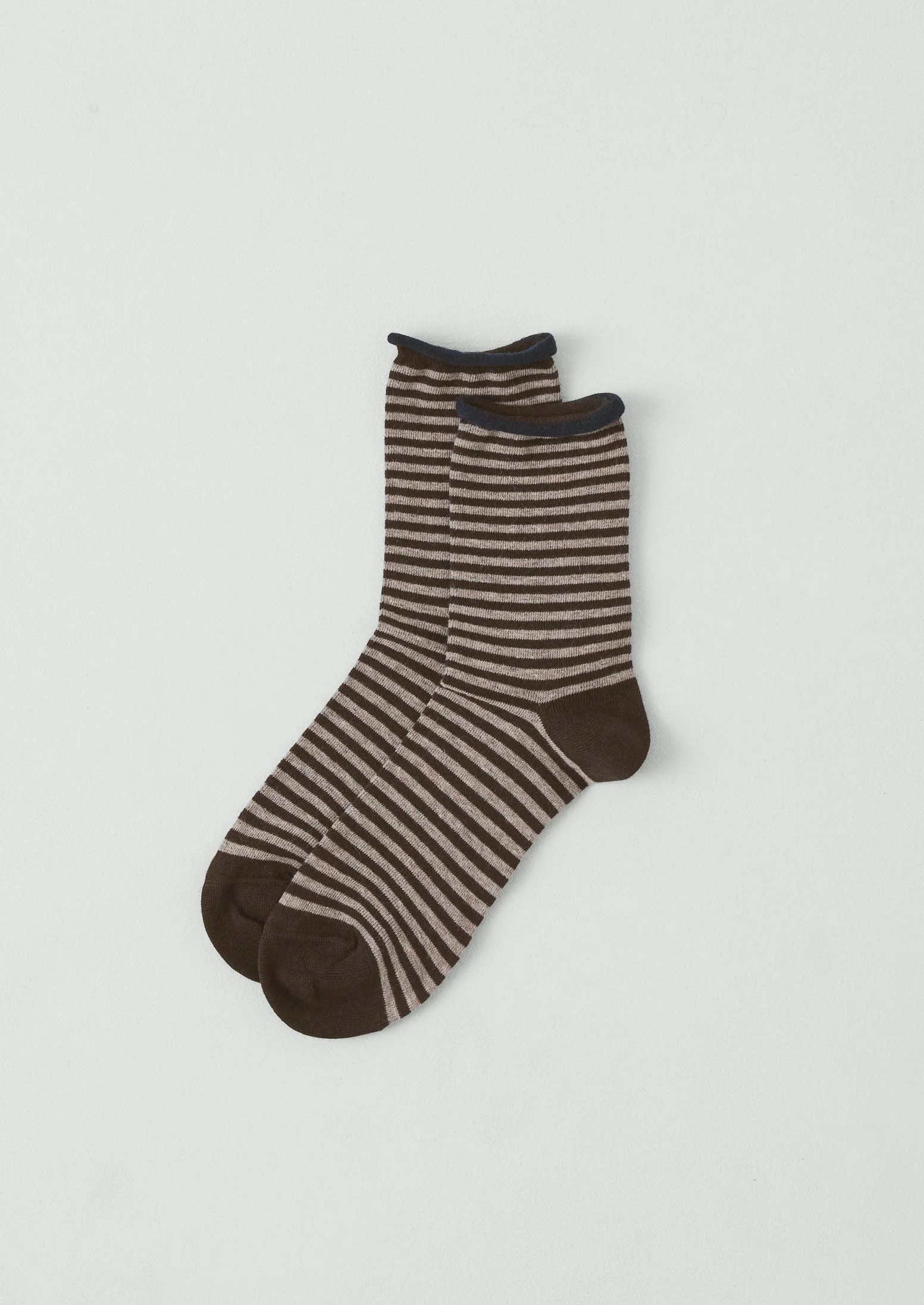 Stripe Cotton Cashmere Socks | Bitter Chocolate/Stone