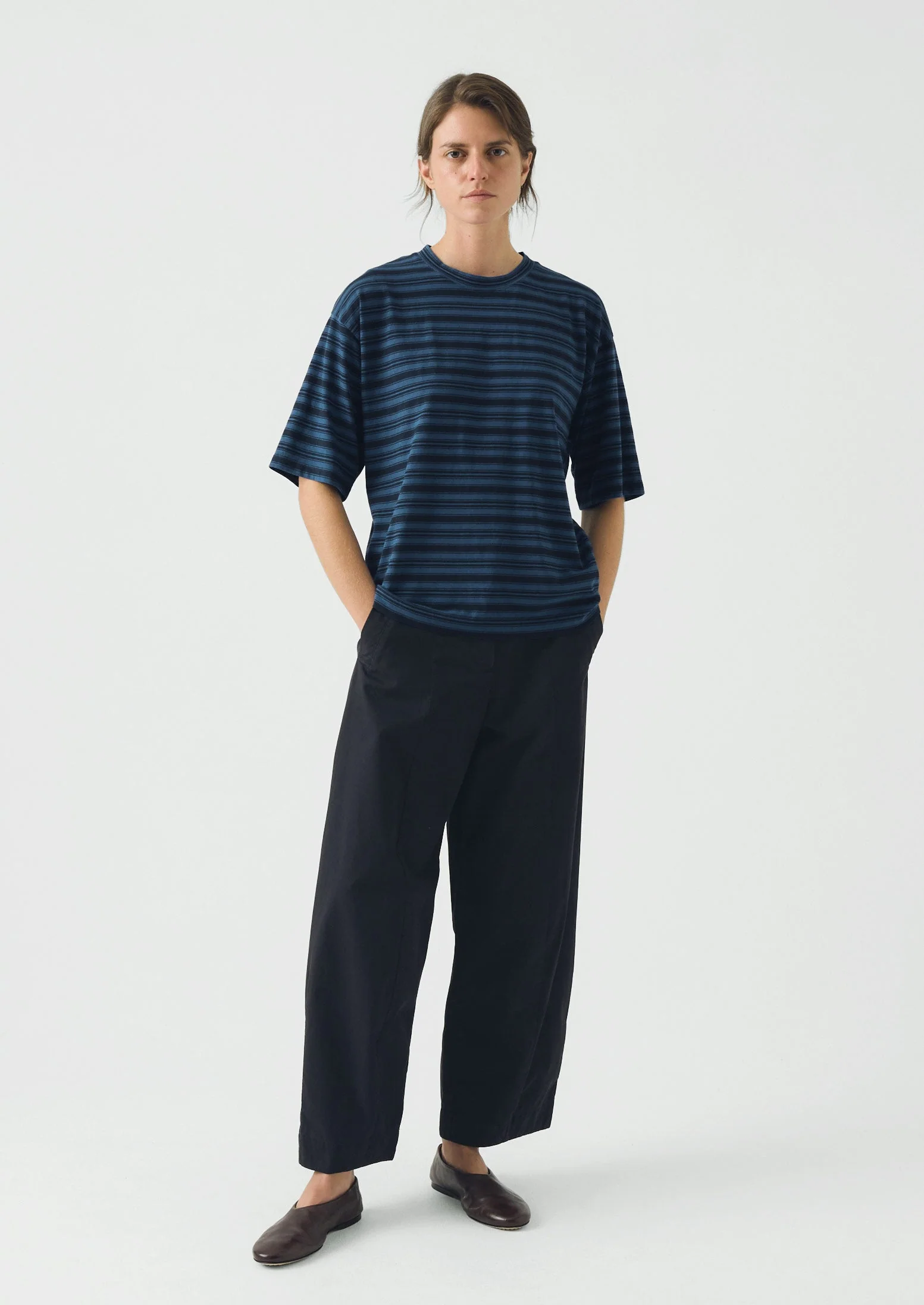 Stripe Cotton Short Sleeve Tee | Blue Graphite/Cobalt - Image 2