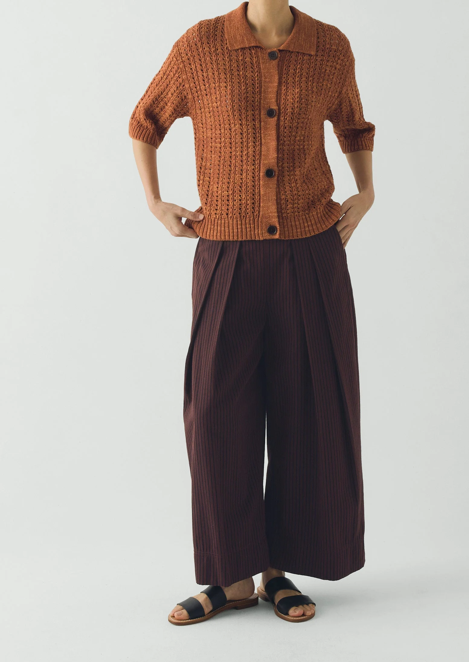 Stripe Fisherman Cotton Pants | Black/Multi - Image 4