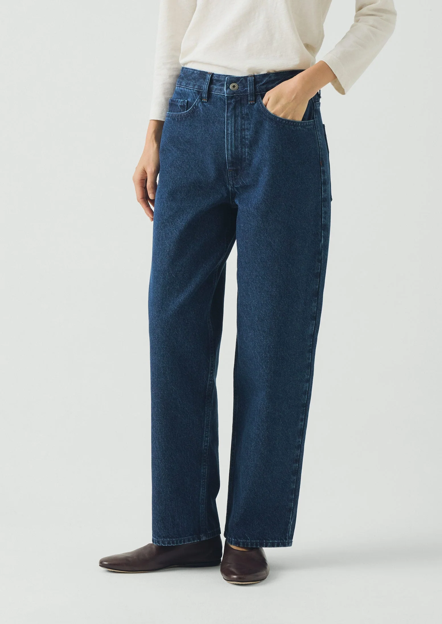 Tapered Indigo Denim Pants | Mid Blue - Image 2