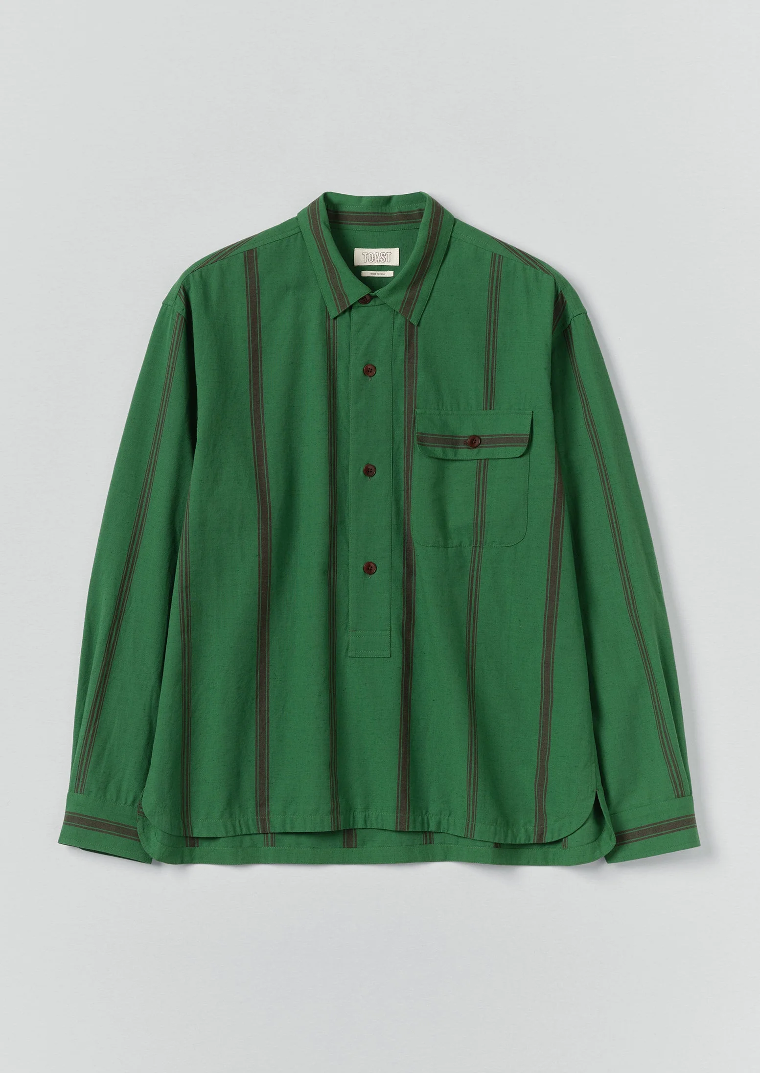 Tea Towel Stripe Cotton Linen Shirt | Sea Green
