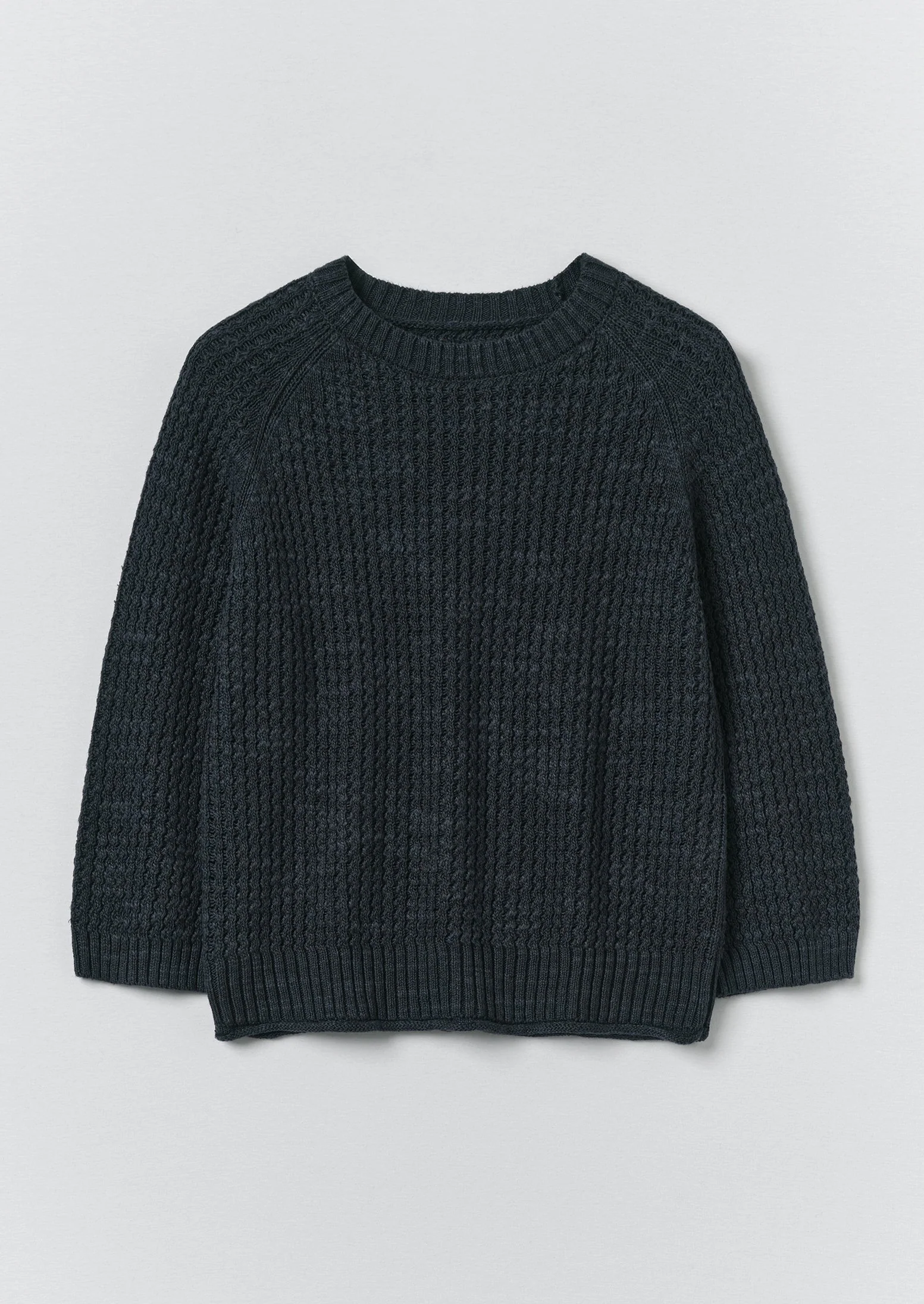 Textured Rib Linen Cotton Sweater | Dark Navy