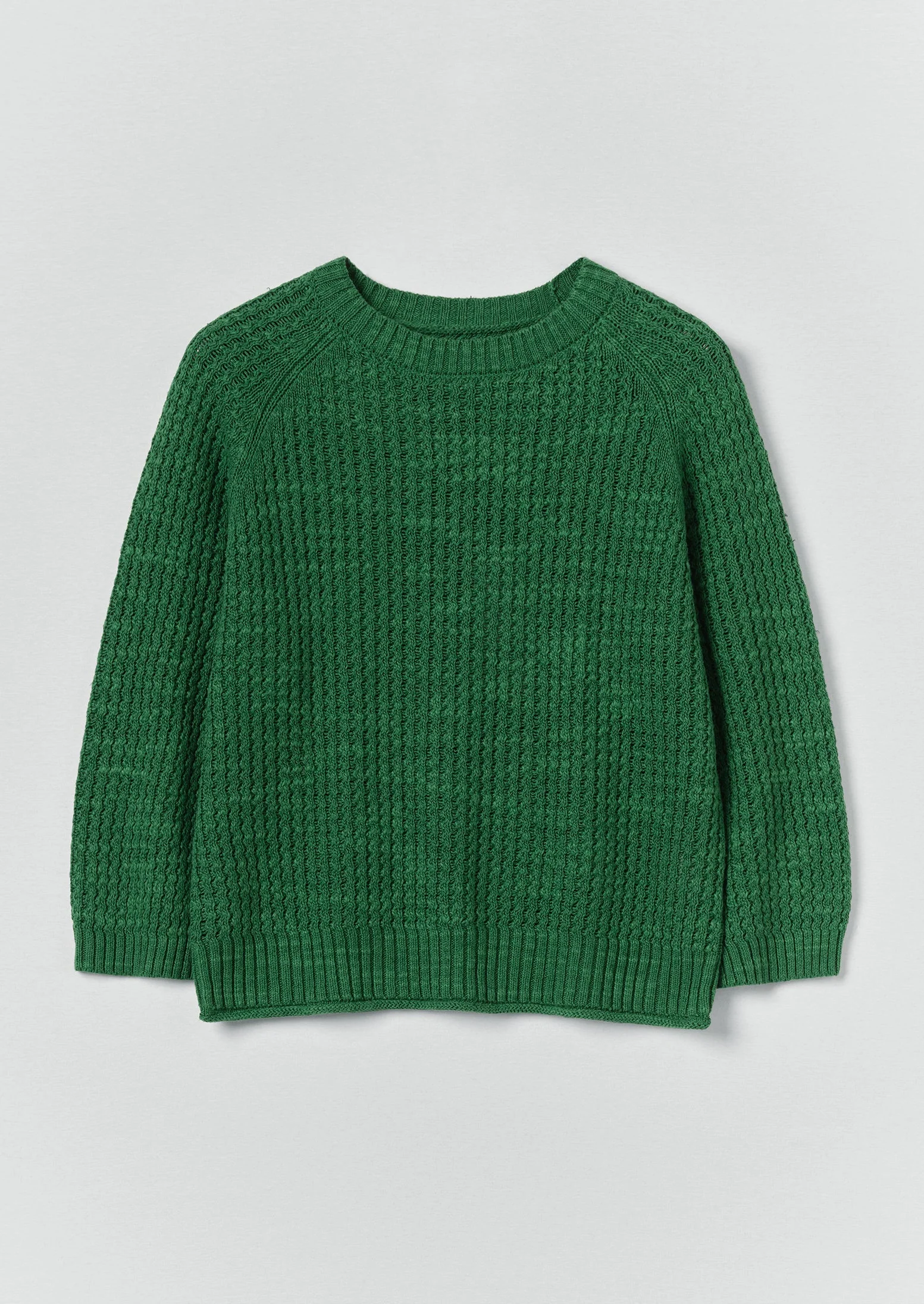 Textured Rib Linen Cotton Sweater | Viridian Green