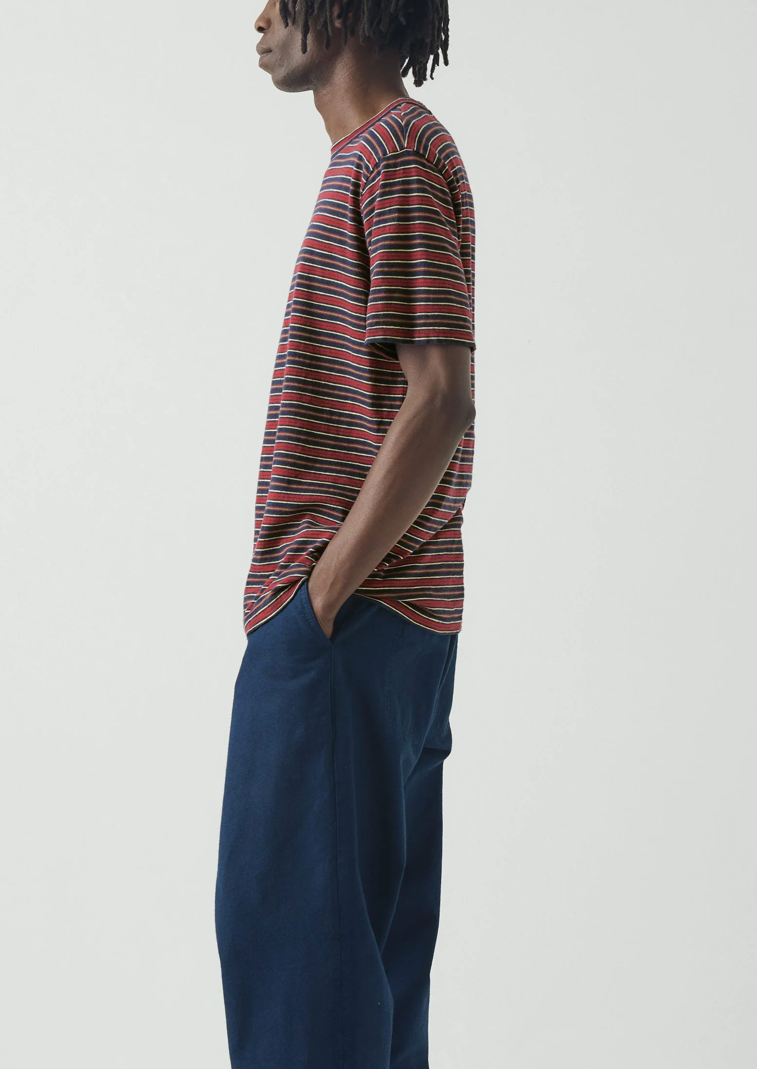 Theo Cotton Stripe Short Sleeve Tee | Provencal Blue/Multi - Image 2