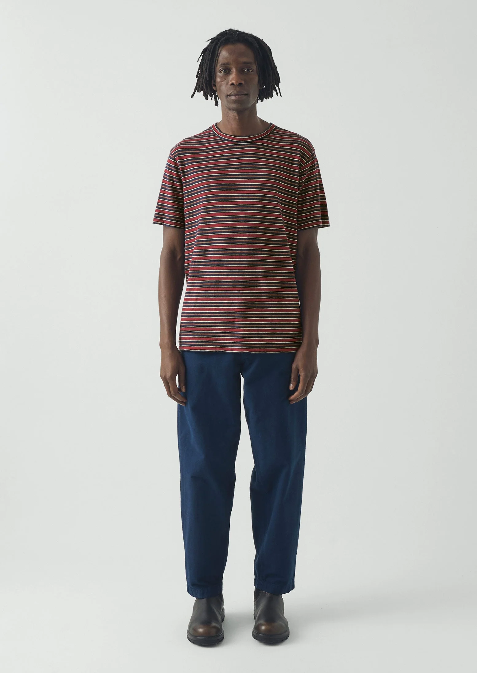 Theo Cotton Stripe Short Sleeve Tee | Provencal Blue/Multi - Image 3
