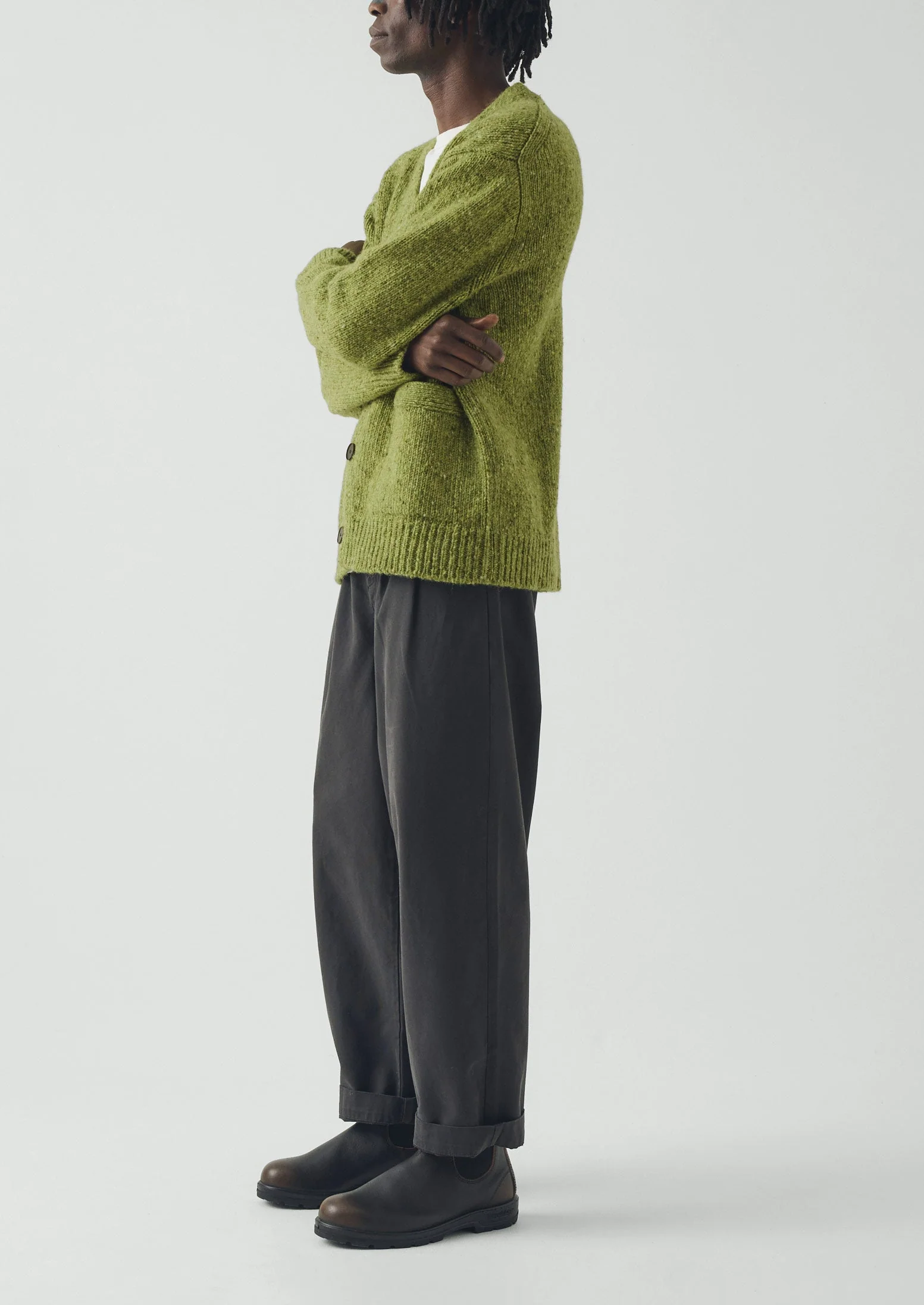 Donegal Wool V-Neck Cardigan | Rainette Green - Image 5
