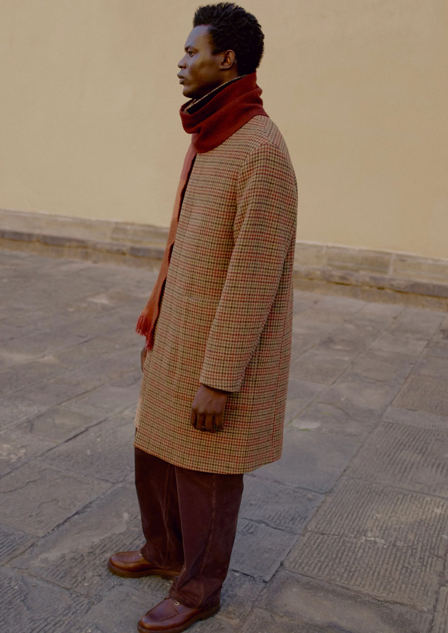 Vibrant Check Wool Overcoat | Umber Multi - Image 2