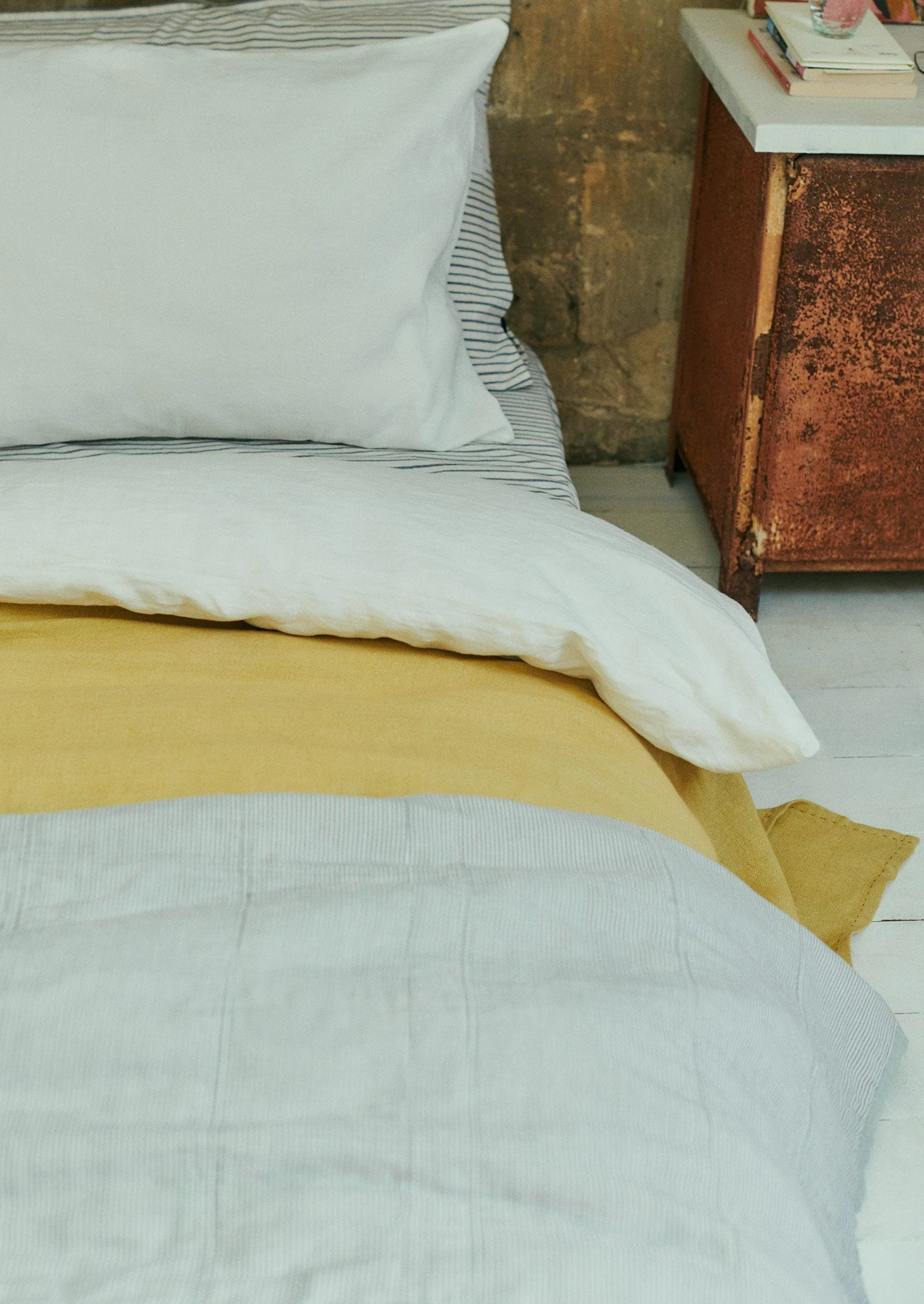 Washed Linen Cotton Duvet Cover | Ecru - Image 4