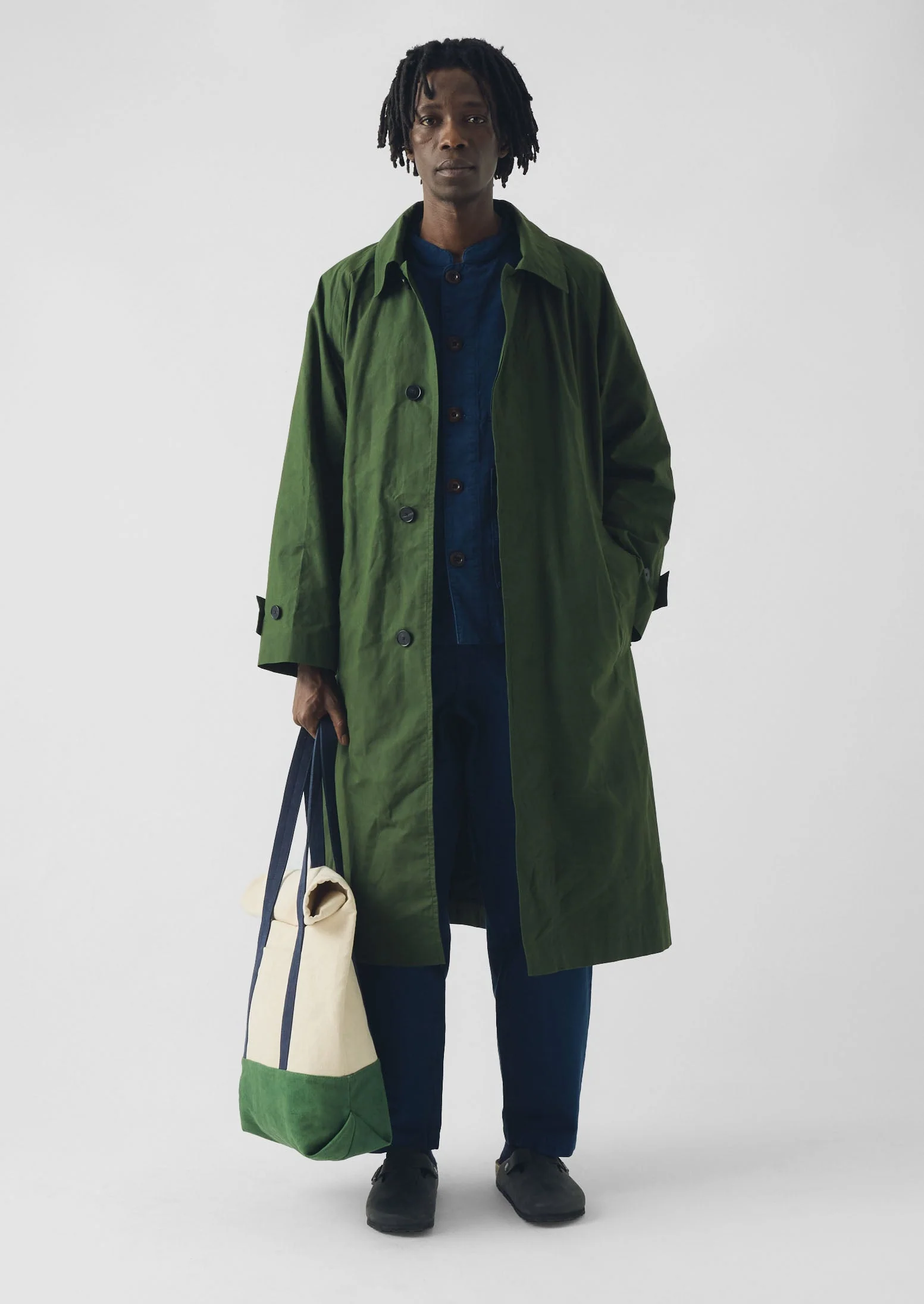 Waxed Cotton Trench Coat | Forest Green - Image 3
