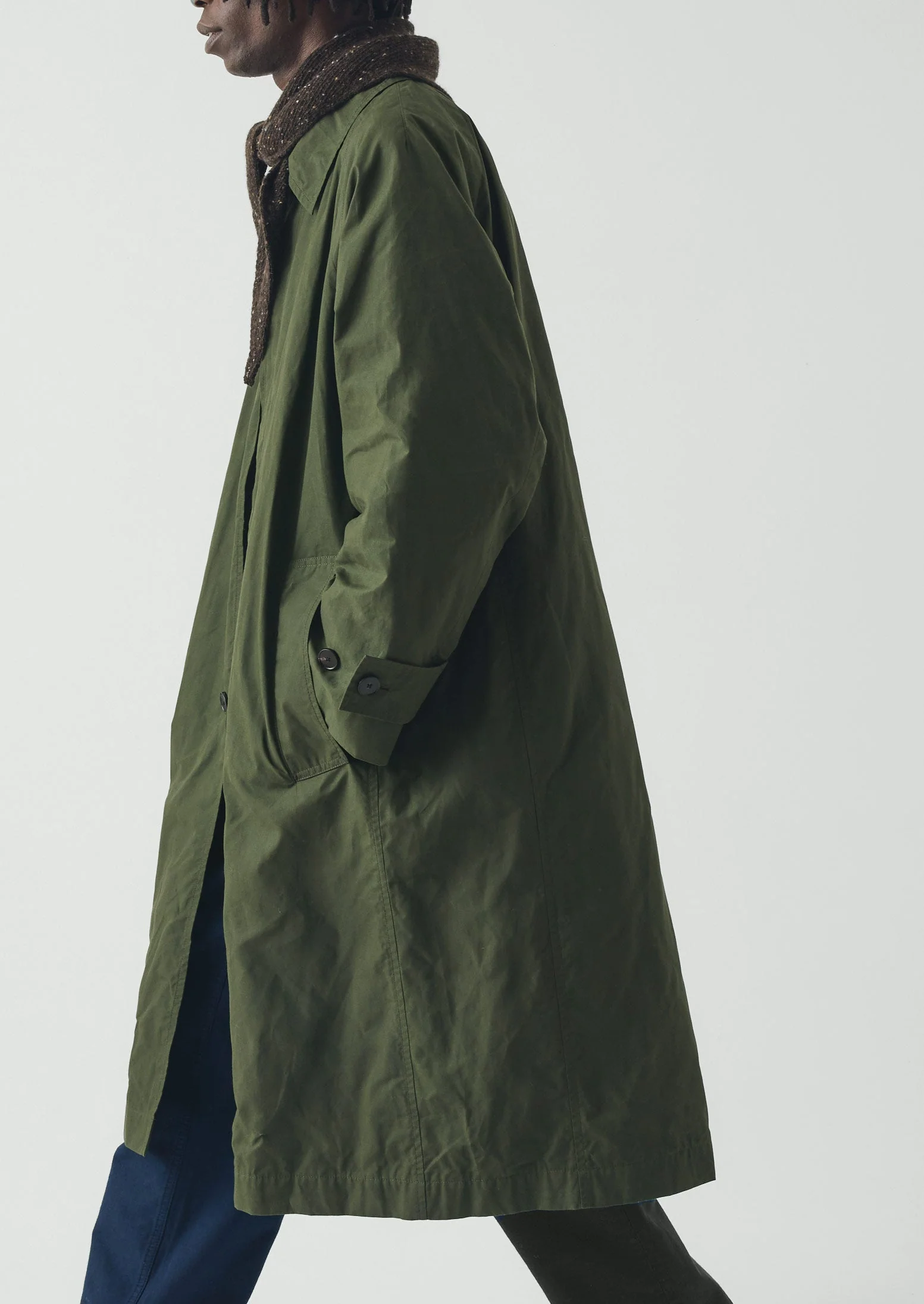 Waxed Cotton Trench Coat | Forest Green - Image 7