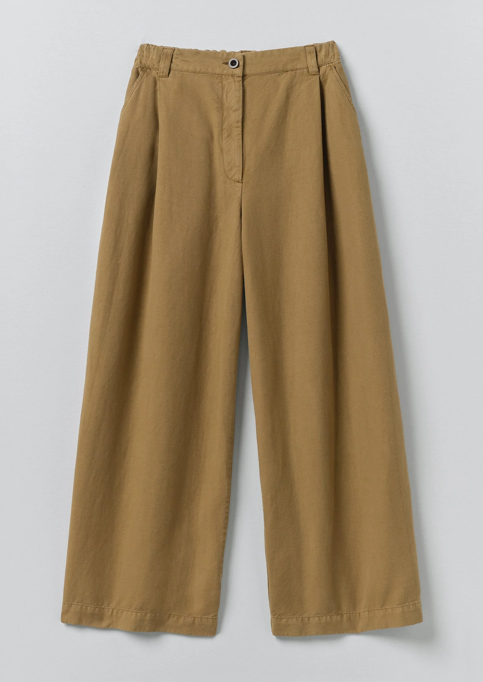 Wide Leg Cotton Linen Twill Pants | Warm Sand