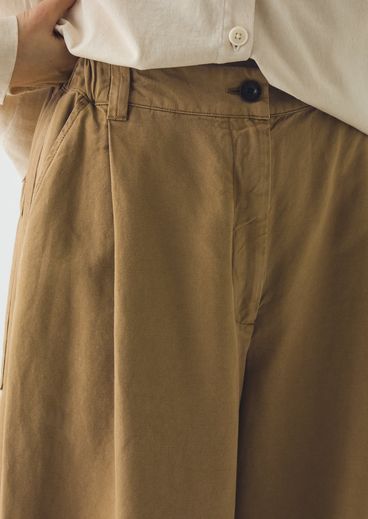 Wide Leg Cotton Linen Twill Pants | Warm Sand - Image 3
