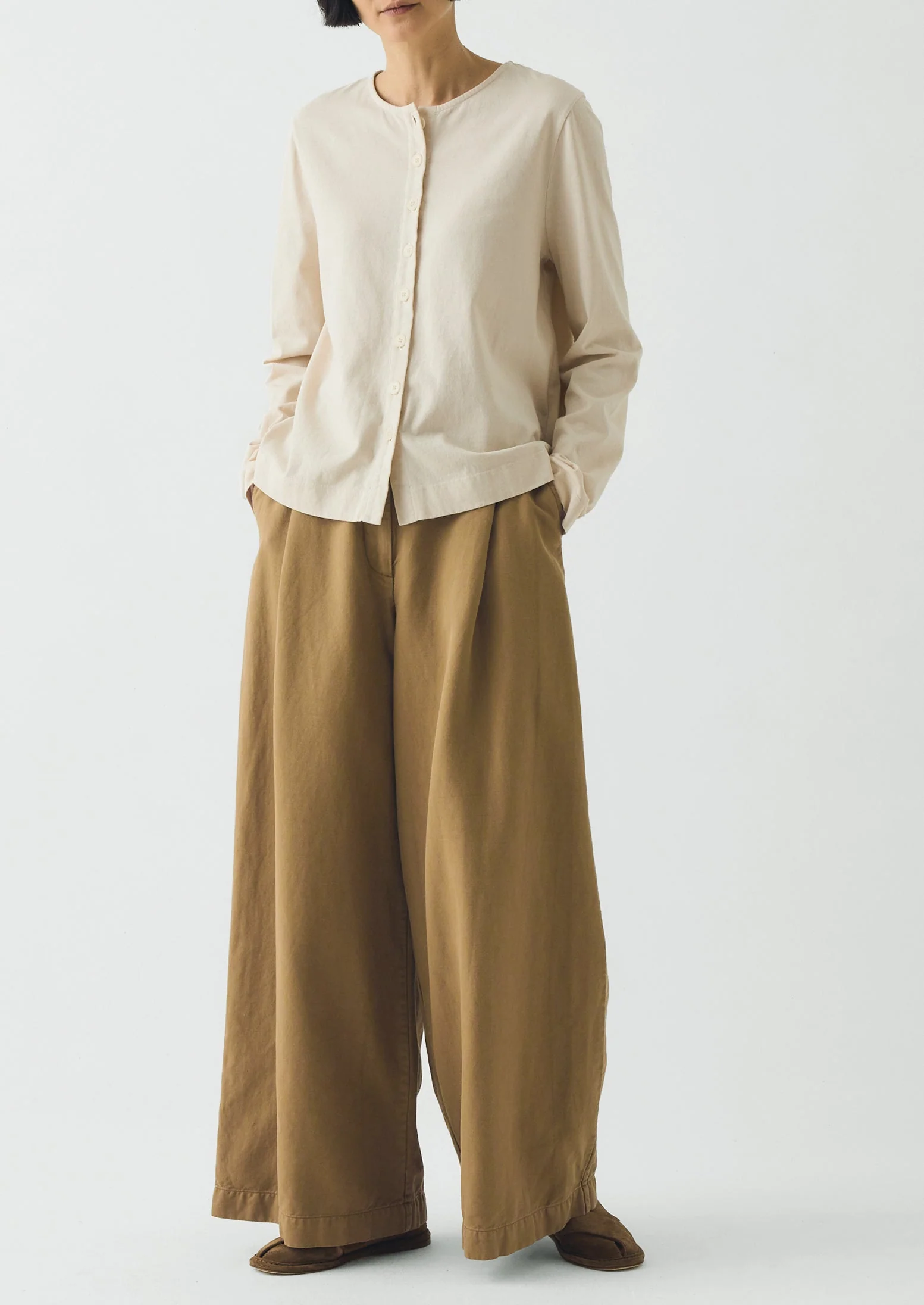Wide Leg Cotton Linen Twill Pants | Warm Sand - Image 4