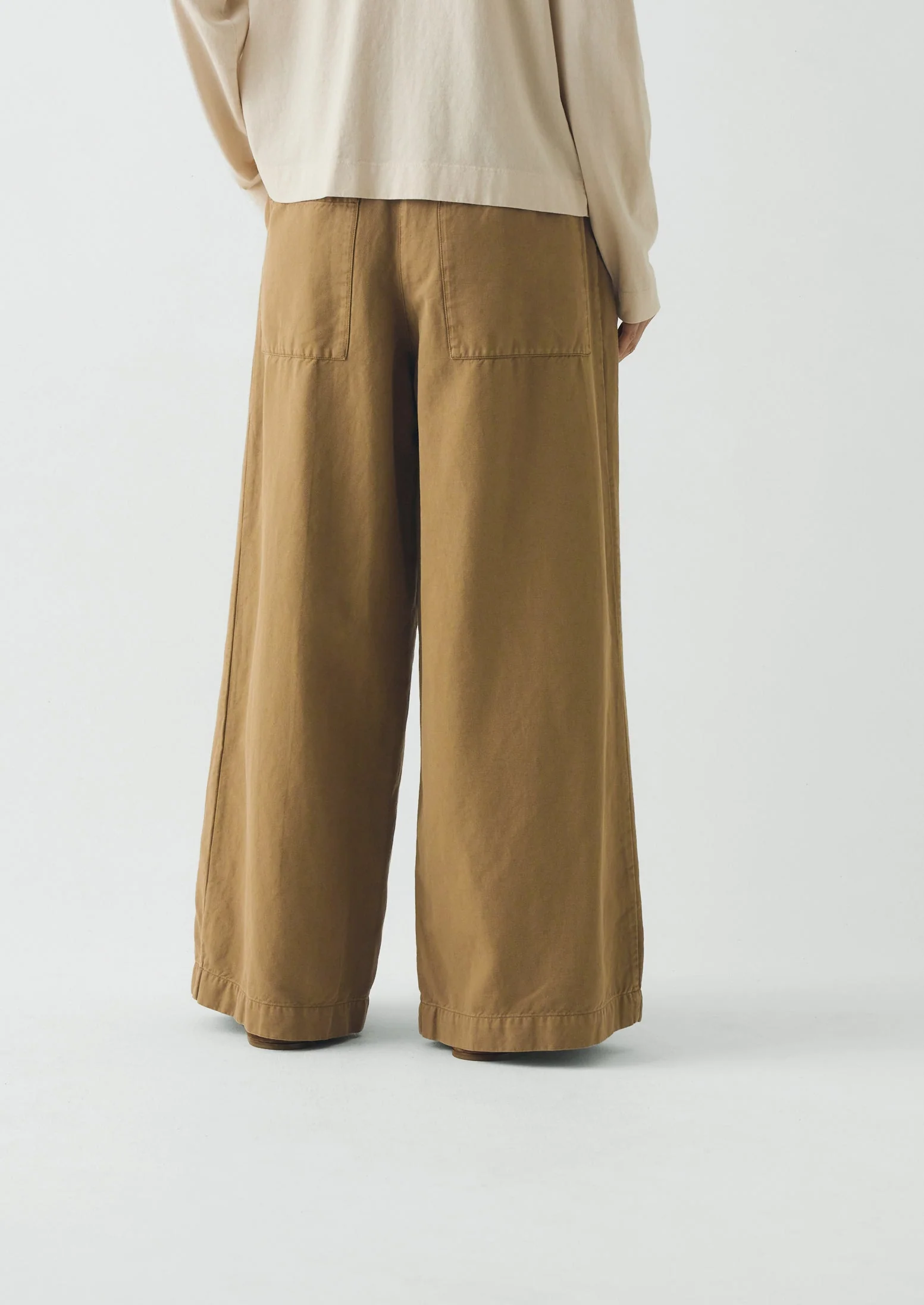 Wide Leg Cotton Linen Twill Pants | Warm Sand - Image 5