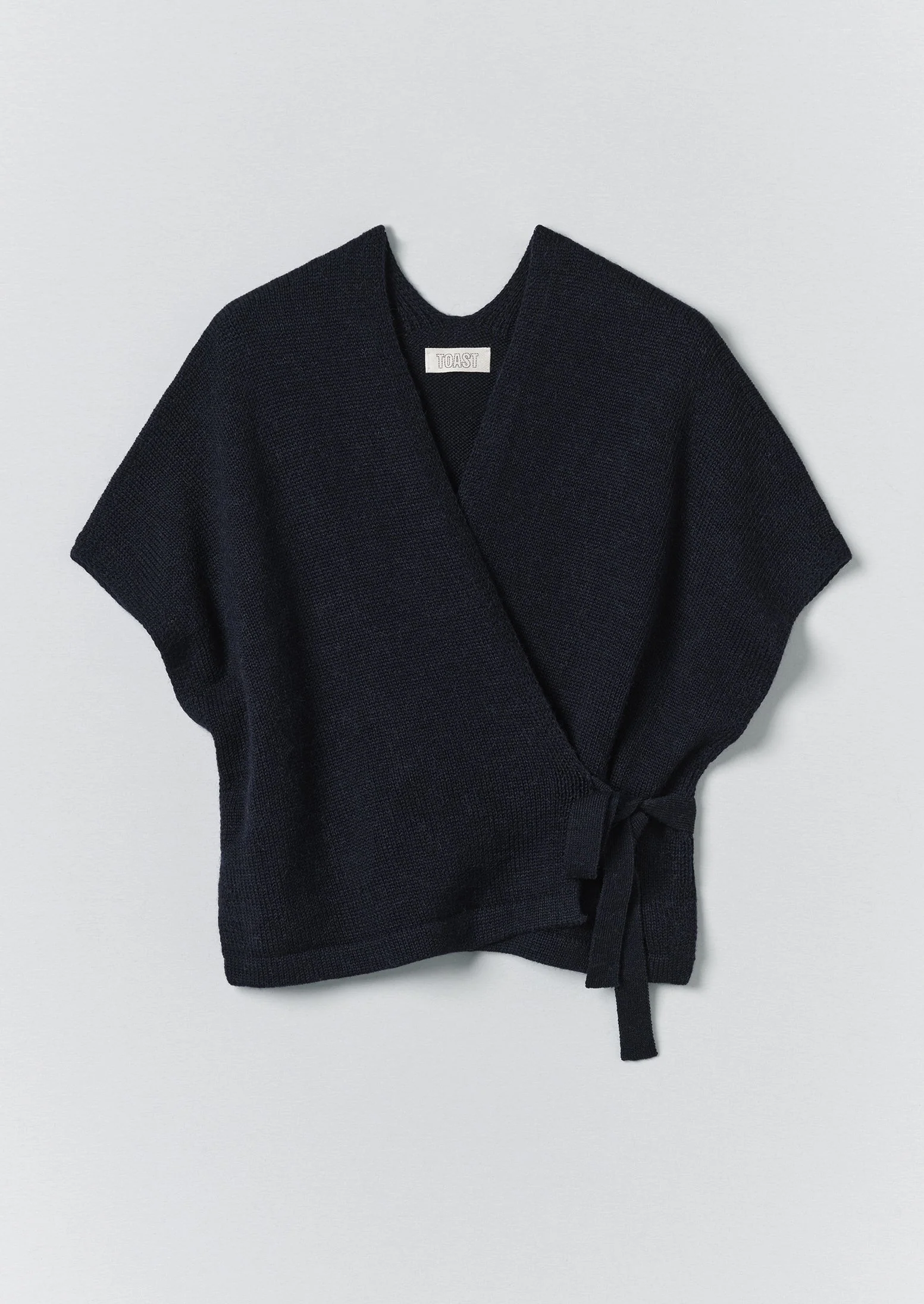Wool Alpaca Knitted Wrap | Navy