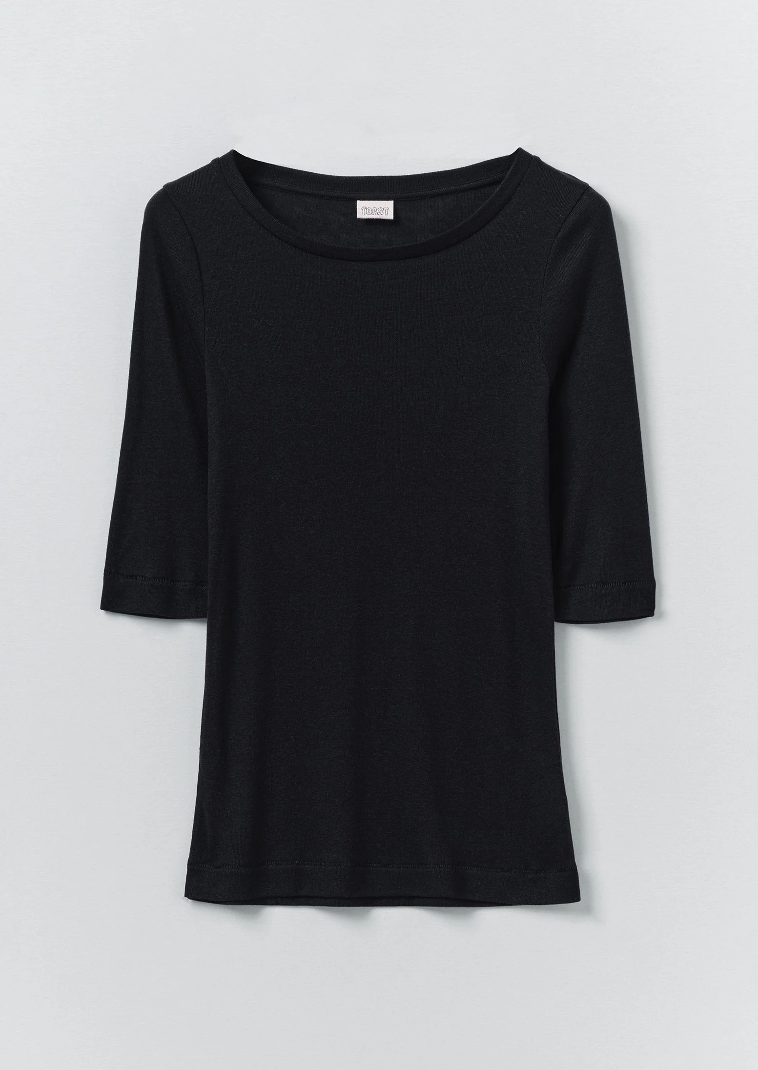 Wool Lyocell Scoop Neck Tee | Ink