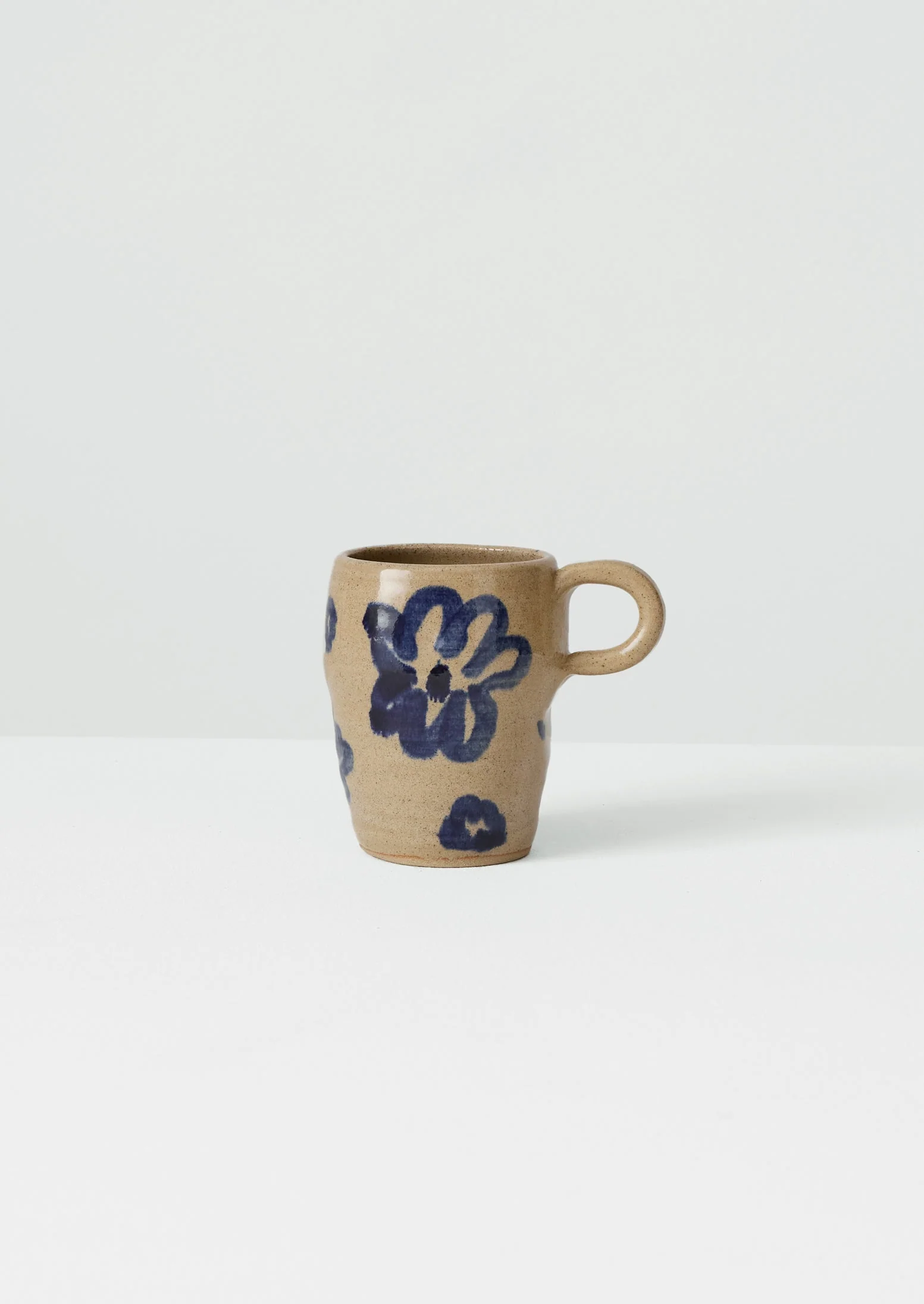Zosia Painted Flower Tall Mug | Natural/Blue